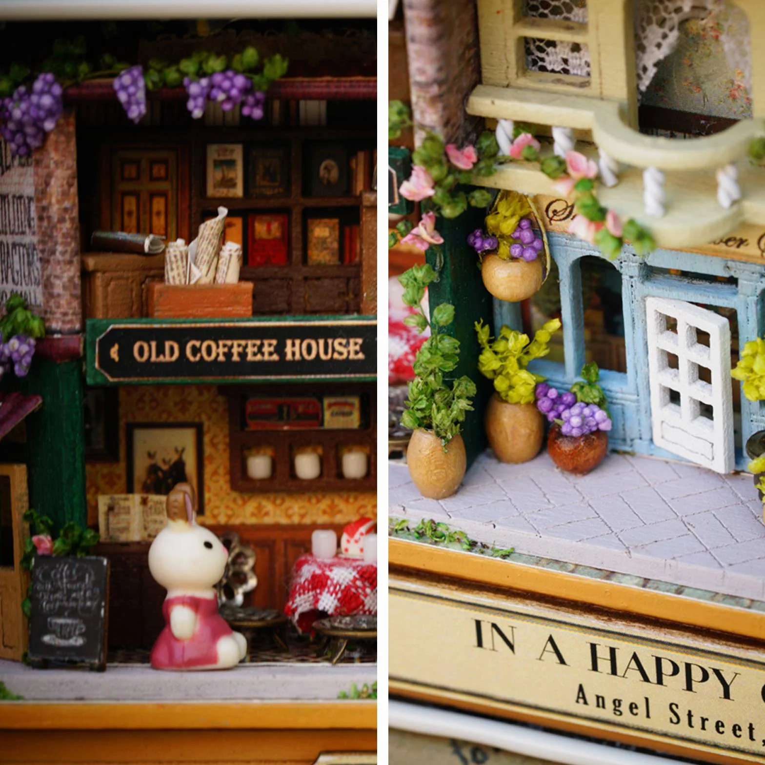 Cuteefun Kit Casa in Miniatura Fai-da-Te da Costruire in Scatola per Adulti, Mini Teatro Fatto a Mano, Regali Creativi Artigianali per Donne (Happiness Corner)