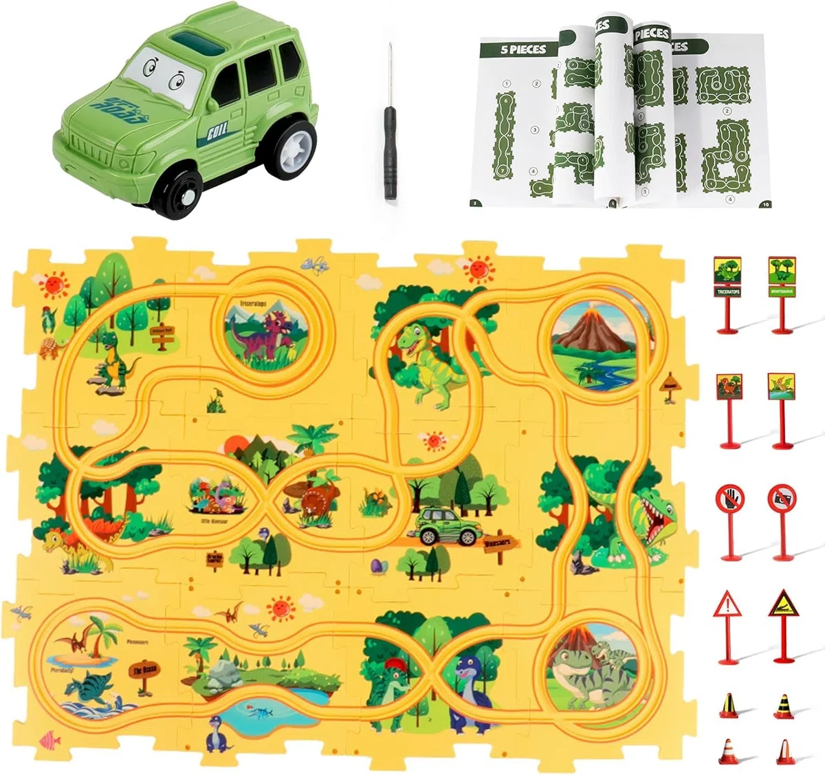 Puzzle Pista Macchinine Giocattolo per Bambini 3 4 5 anni DIY Pista del Puzzle Circuito Auto Montessori Giocattoli Educativi per 3 4 5 6 anni Ragazzi Ragazze Bambini