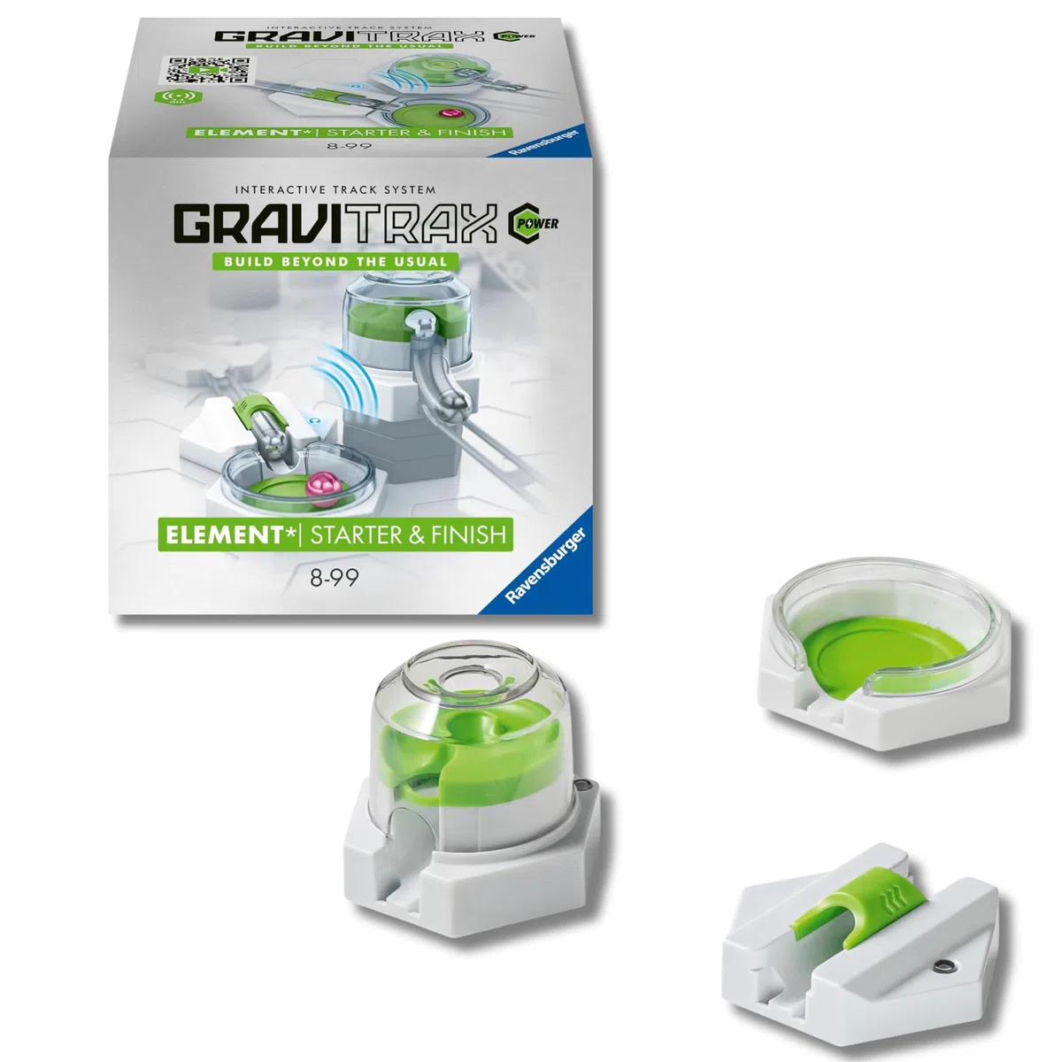 Ravensburger - GraviTrax Power Element Starter & Finish: Attiva lo starter con la biglia, Accessorio pista biglie, Gioco STEM 8+ anni e adulti, Non giocabile da solo, Compatibile con tutti i GraviTrax