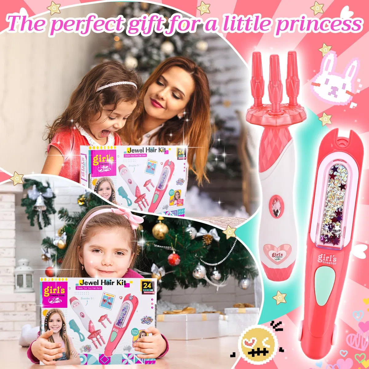 Regalo Bambina 5 6 7 8 9 10Anni,Set Treccine Magiche con Trecciatrice Per Capelli e Kit Gemme Capelli,Treccia Strumenti DIY,Regalo per Styling e Acconciature Uniche