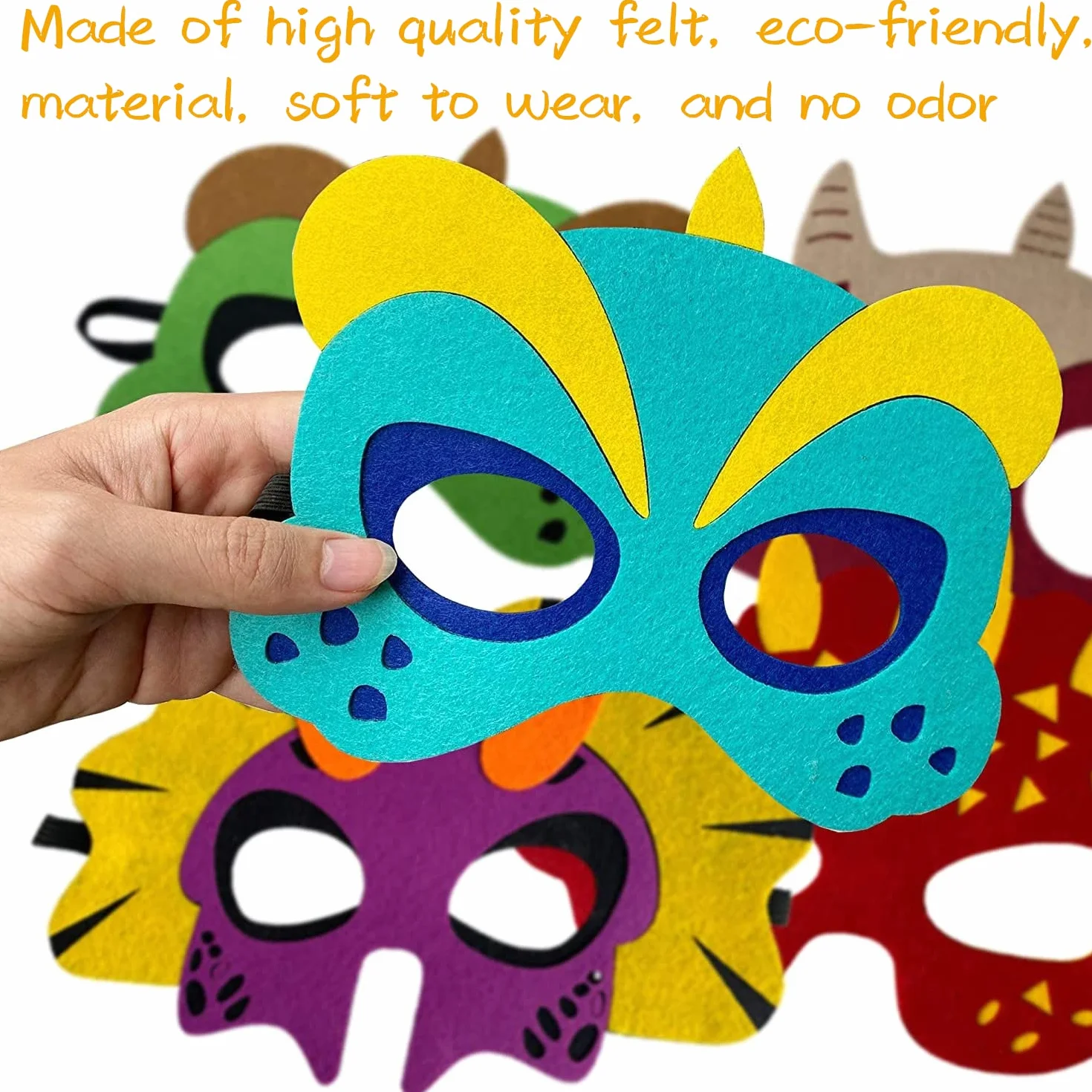 LATERN 24 Pezzi Maschere di Dinosauro in Feltro, Maschere per Bambini Maschera per Feste di Animali Riempitrici per Sacchetti per Feste Vesti Maschera per Cosplay per Masquerade Compleanni Giungla