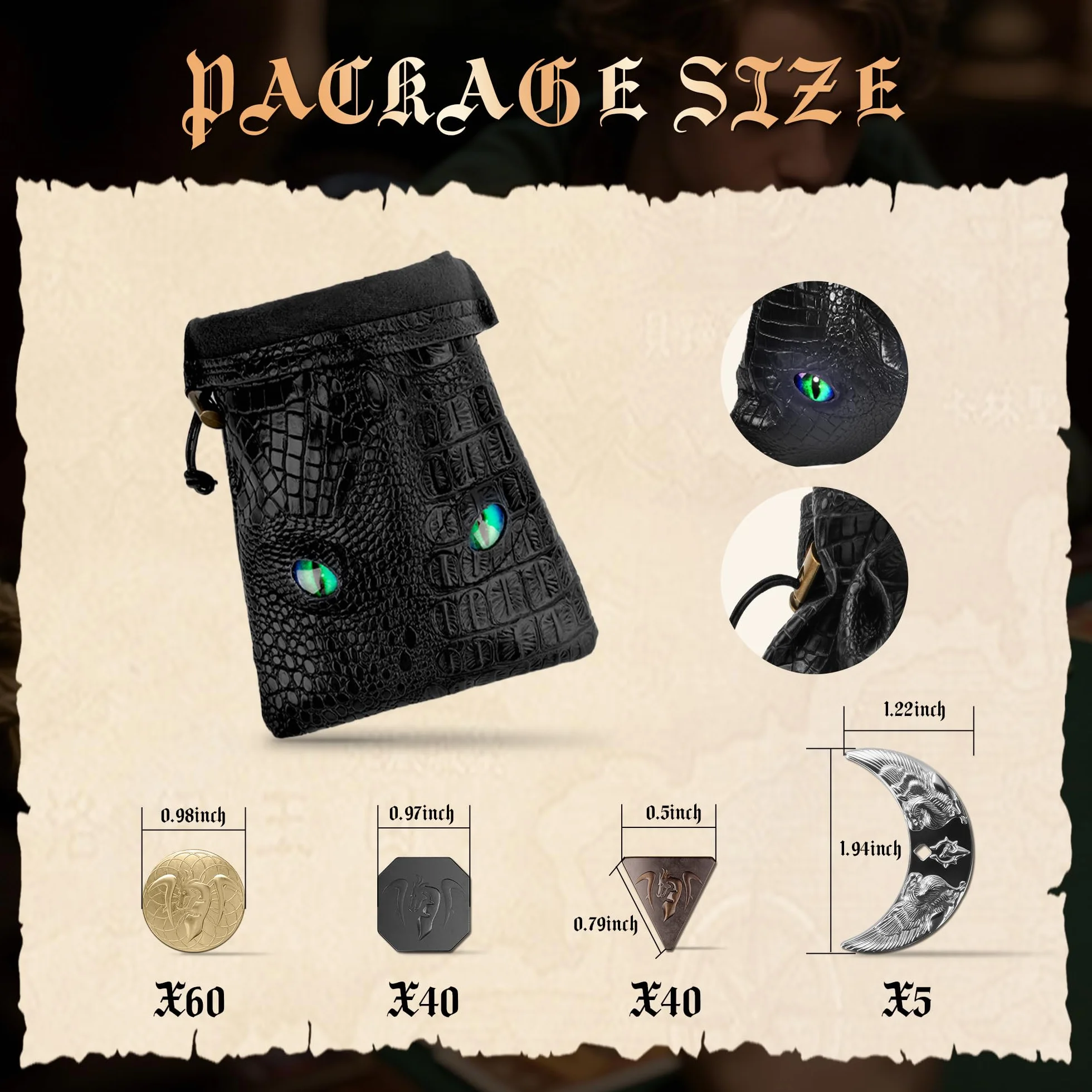 Byhoo 125 Monete DND in Metallo e Borsa in Pelle, Contiene 60 Monete d'oro, d'Argento, 30 Monete di Rame e 5 Monete di Platino,Ottimo per i Giochi da Tavolo Rpg