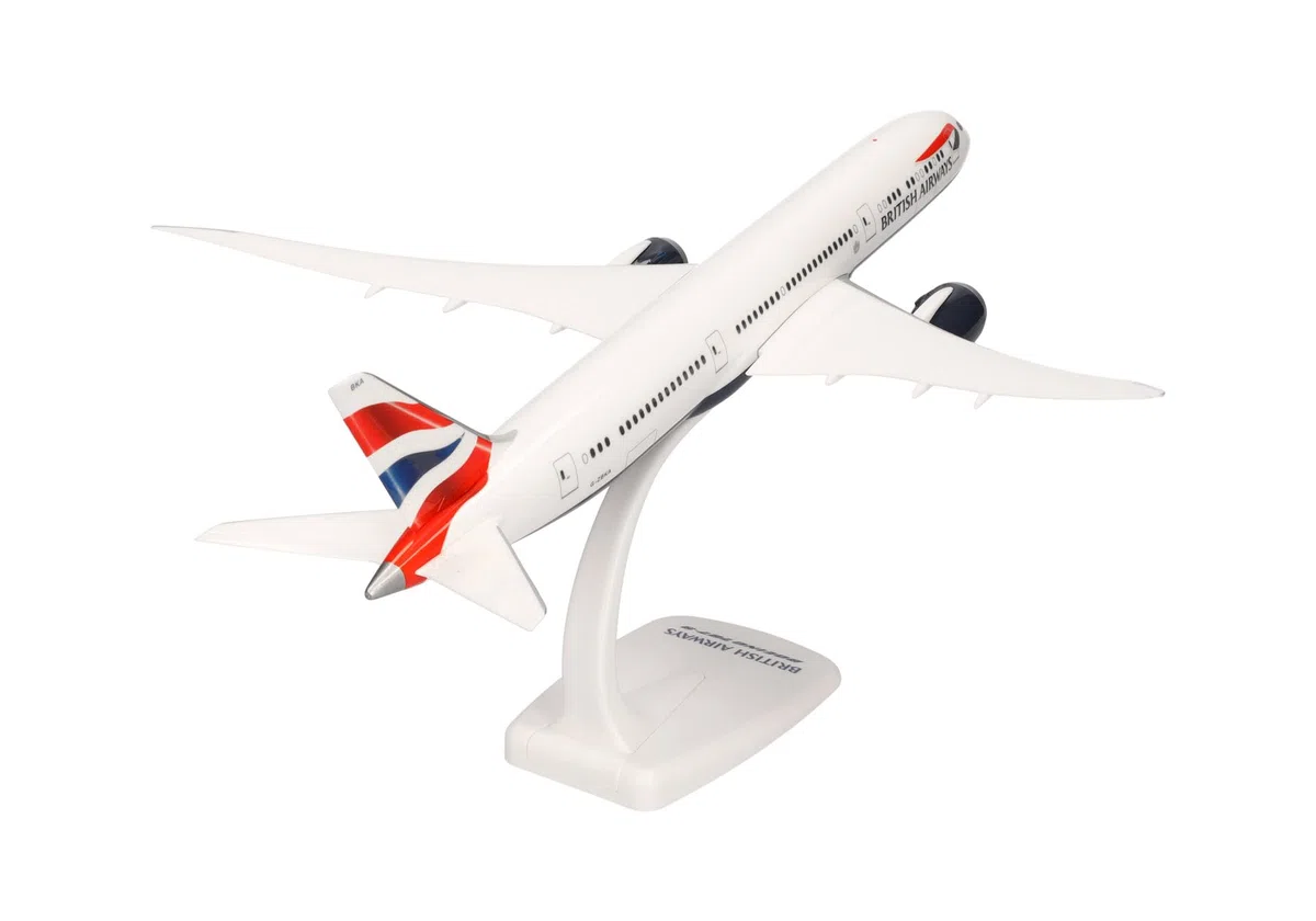 Herpa Modello di Aereo Boeing 787-9 British Airways - Dreamliner in Scala 1:200 - Snap-Fit, Pezzo da Collezione, Miniatura Deco, Statuetta con Supporto in plastica