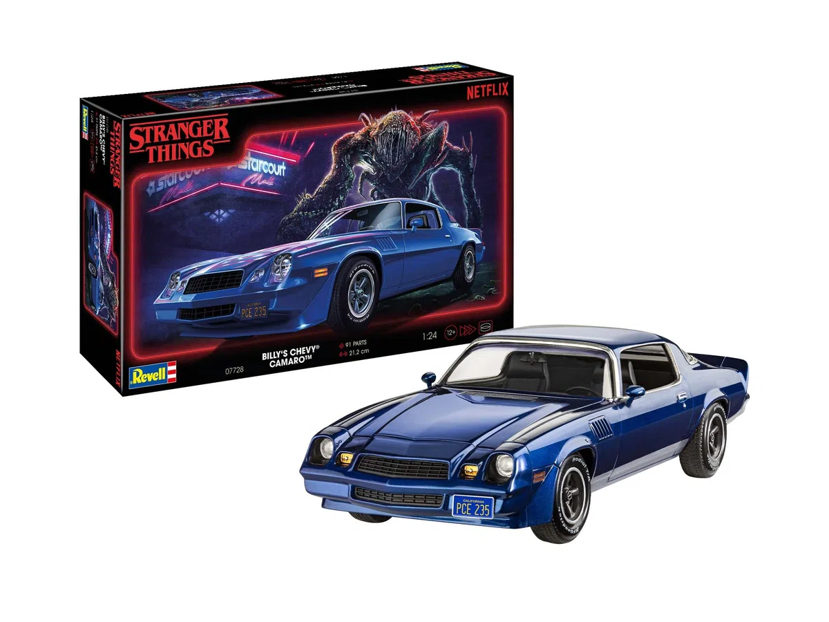 Revell 07728 Chevy Camaro Z/28: Stranger Things - Kit modellino in plastica non costruita/non verniciata, scala 1:25