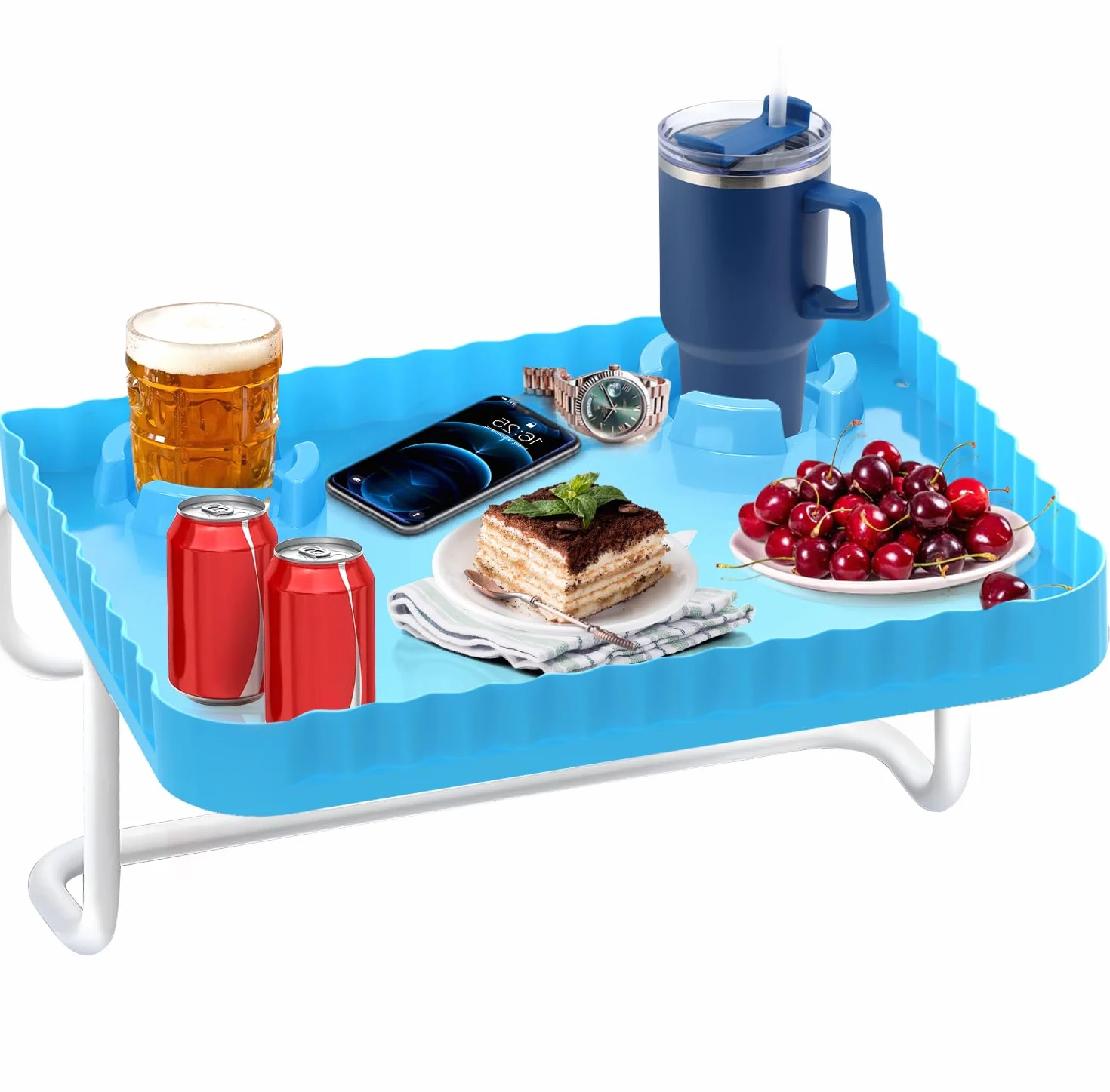 Piscina bar, tavolo da piscina, per piscine fuori terra, rotonde, rettangolari/ovali, portatile, tavolo da terrazza per piscina, accessori per piscina, blu