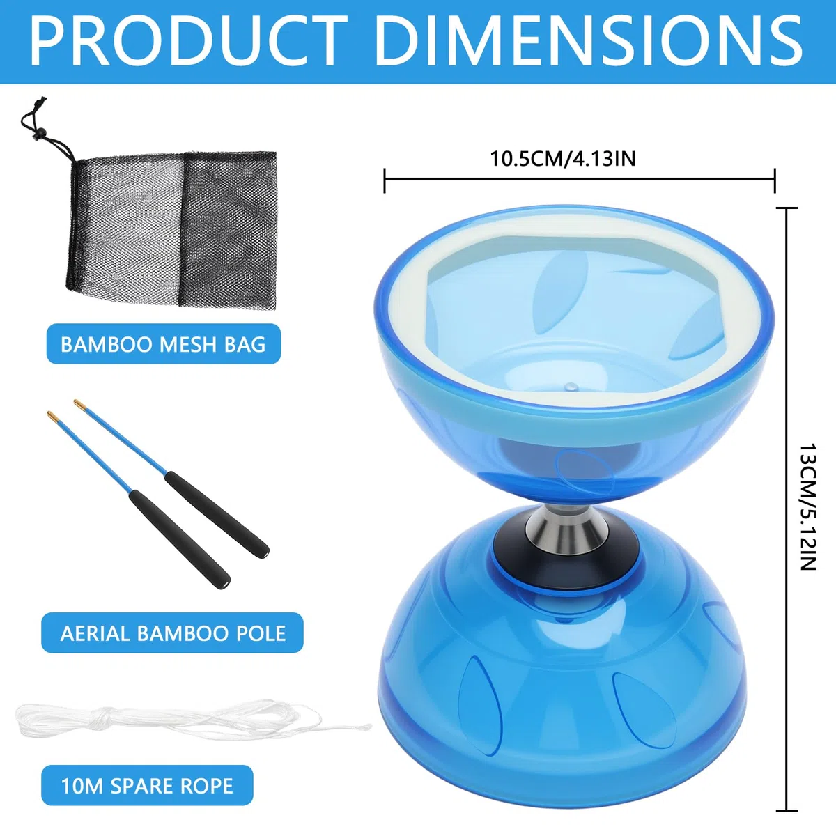 HENGBIRD Diablo Giocoleria per Bambini con Cuscinetto a Sfera – Diabolo con Cuscinetto a Sfera con Borsa, Corda e Istruzioni – Diabolo Morbido per Principianti,Giocattolo