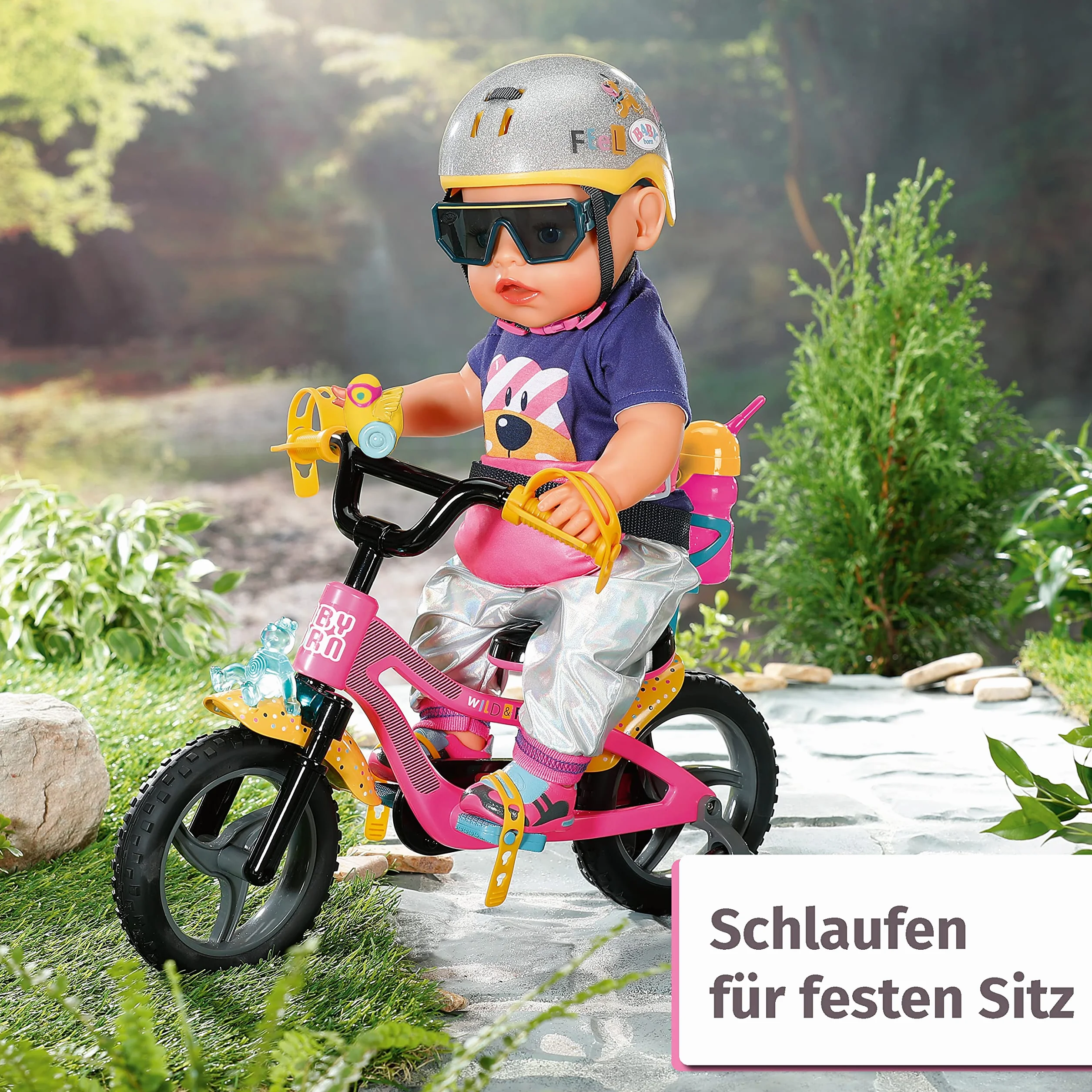 BABY born Bicicletta per Bambole di 43cm- con Clacson, Luci e Parafanghi - per Mani Piccole, Il Gioco Creativo Promuove L'Empatia e Le Abilità Sociali, per Bambini dai 3 Anni in su
