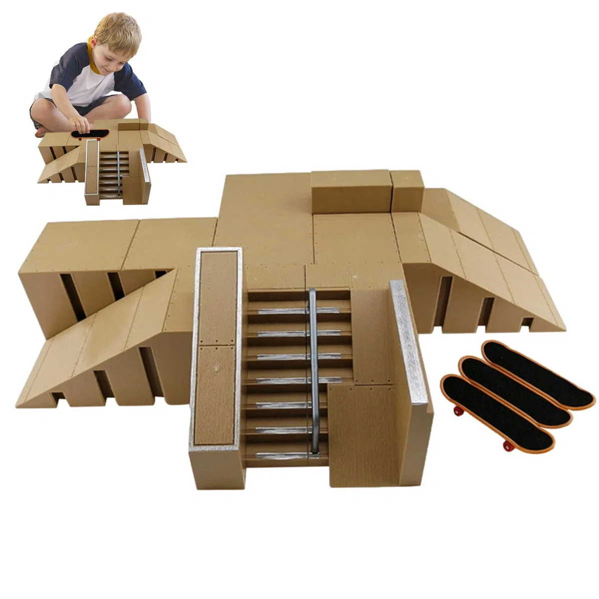 Mini tavola da skate park, set di rampa per chiavi, giocattolo da allenamento con diversi modelli, accessorio per skateboard con dita kit per il libero con facile montaggio, giochi di