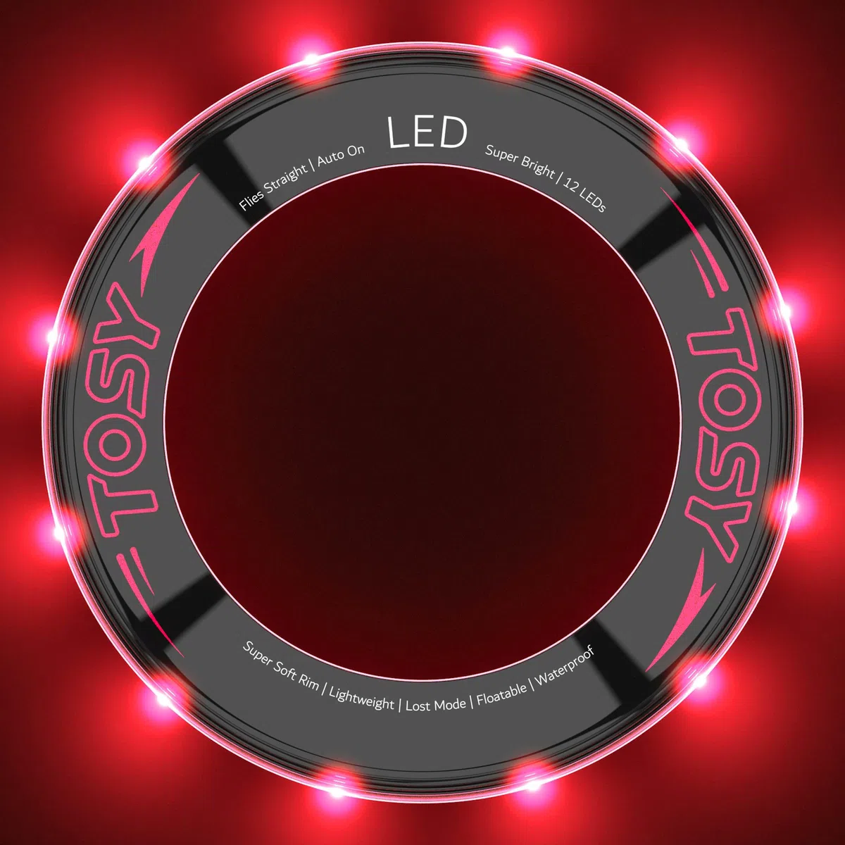 TOSY Flying Ring - 16 milioni di colori RGB o 12 LED, luminoso, modalità smarrimento, accensione automatica, impermeabile, frisbee leggero, regalo di compleanno e di Natale per ragazzo/ragazza/bambino