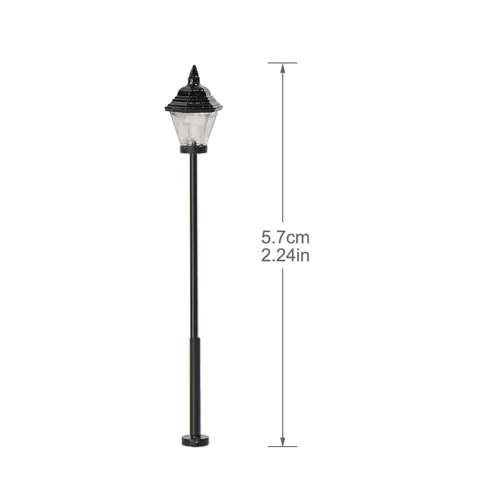 Evemodel 10 Pezzi Modello ferrovia Lampada lampione Stradale 57mm Calibro H0 Decorazione Bonsai
