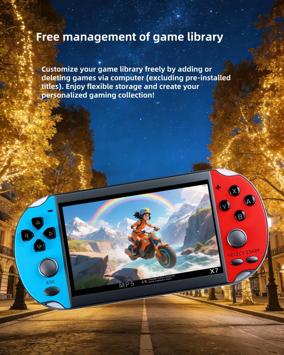 Console per videogiochi portatile YHFITN con schermo IPS da 4,3" - Giochi integrati, supporto uscita TV, con batteria ricaricabile, divertimento classico per tutte le età