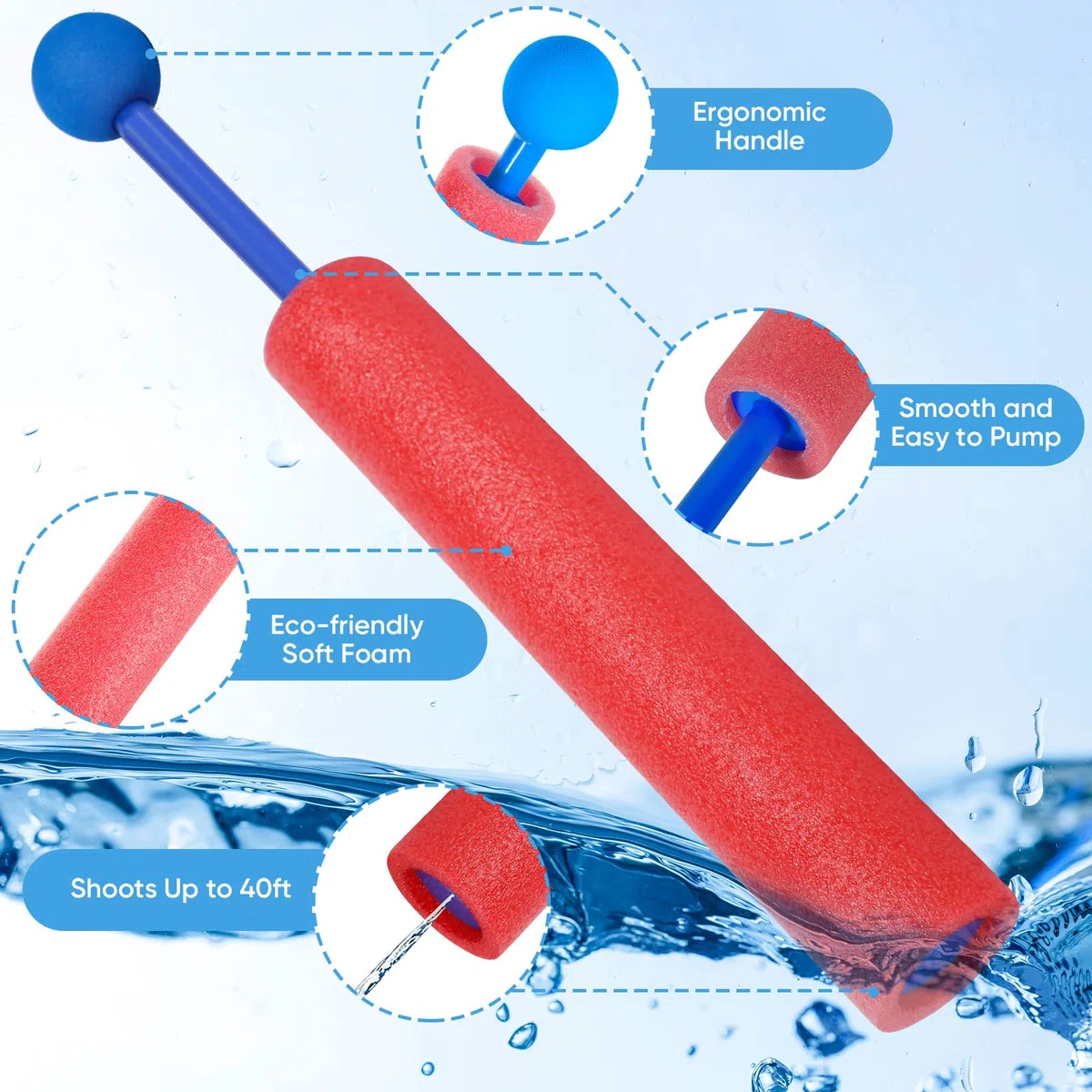 20 Pezzi Pistola ad Acqua Schiuma per Bambini, Pistole ad Acqua, Fucile ad Acqua, Pistola Acqua Bambini per Piscina, Giardino, Spiaggia,Esterno Giochi,Festa,Estivi Giochi d'acqua per Bambini