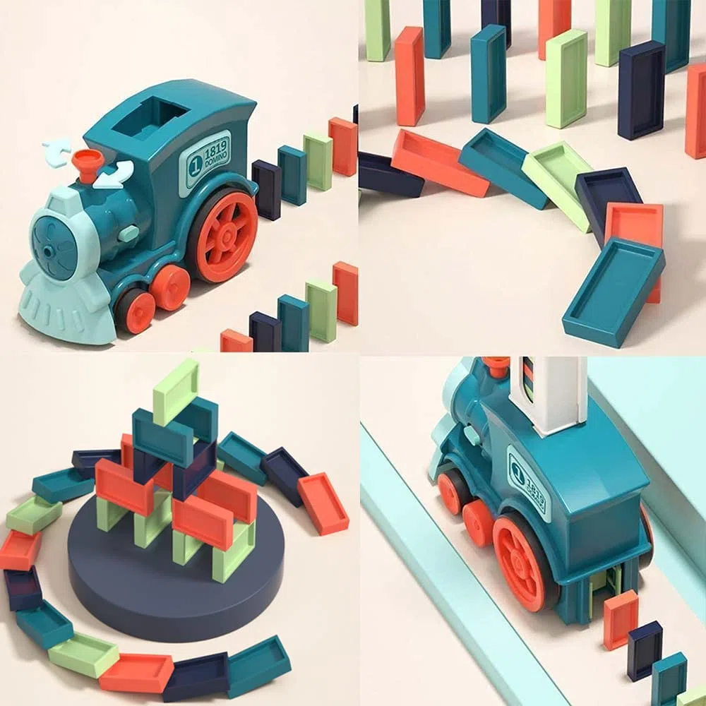 Domino Train Toy Set per Bambini,120 Pezzi Automatici Domino Blocchi di Costruire e Impilare Giocattoli Creativi,Giocattolo Educativo Regalo per Ragazze e Ragazzi dai 3 anni in su