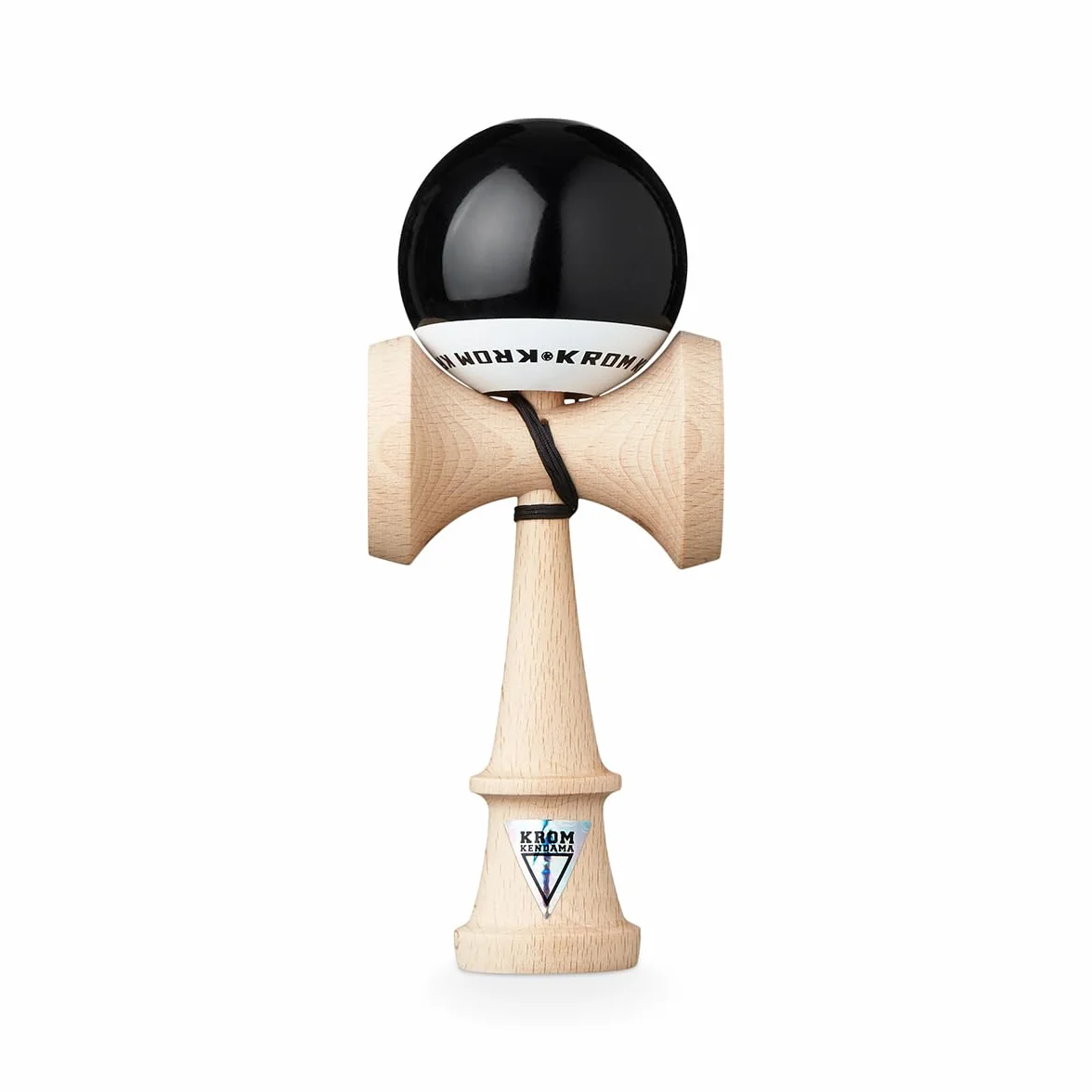 KROM PRO Kendama Originale in Legno per Principianti ed esperti – Pop LOL Nero – Gioco di abilità per Esterni e Interni – Giocattolo in Legno con Corda e Palla