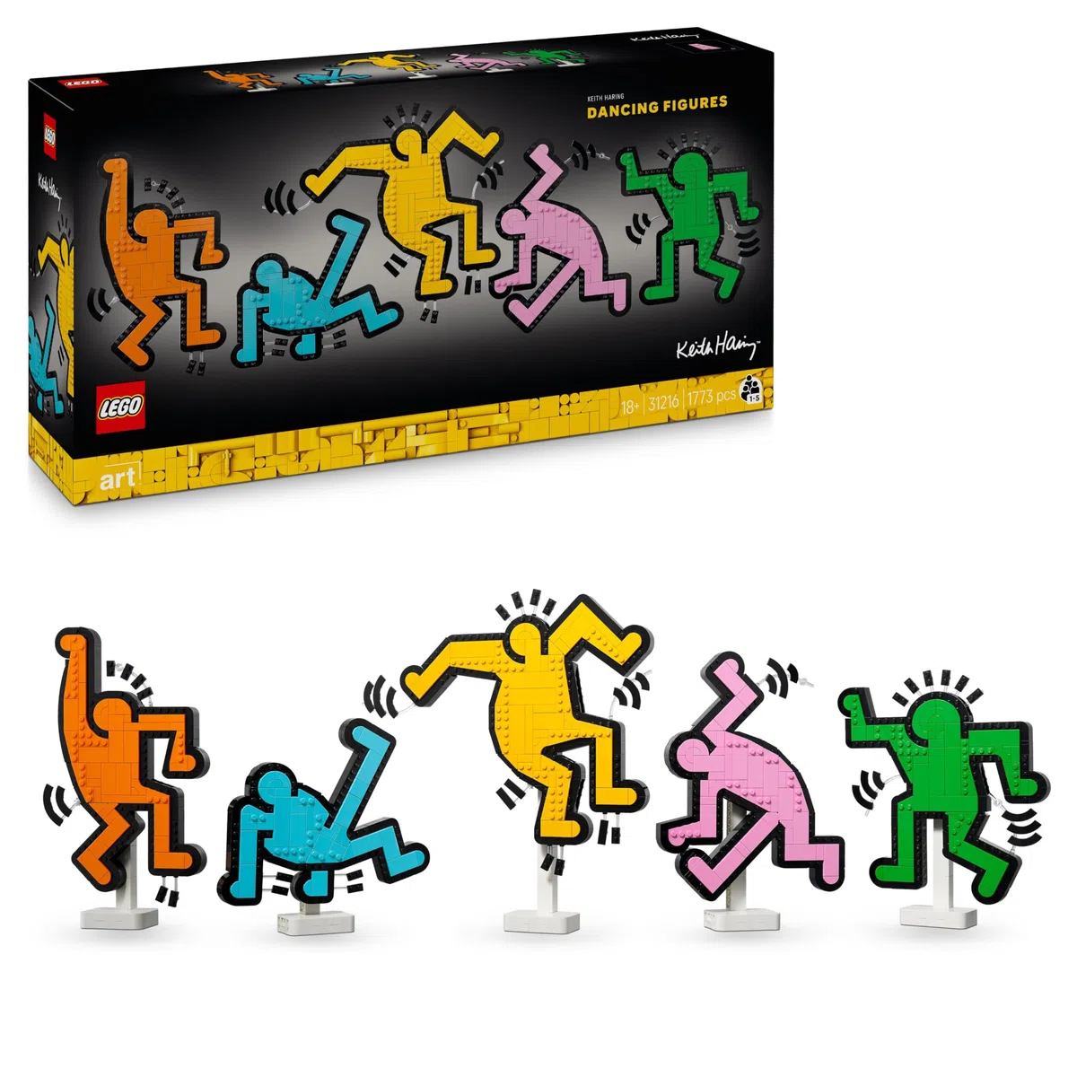 LEGO Art Keith Haring – Figure Danzanti Set per Adulti - Colorata Opera d'Arte da Parete o Decorazione per la Scrivania dell'Ufficio Fai da Te - Idea Regalo Creativa - 31216