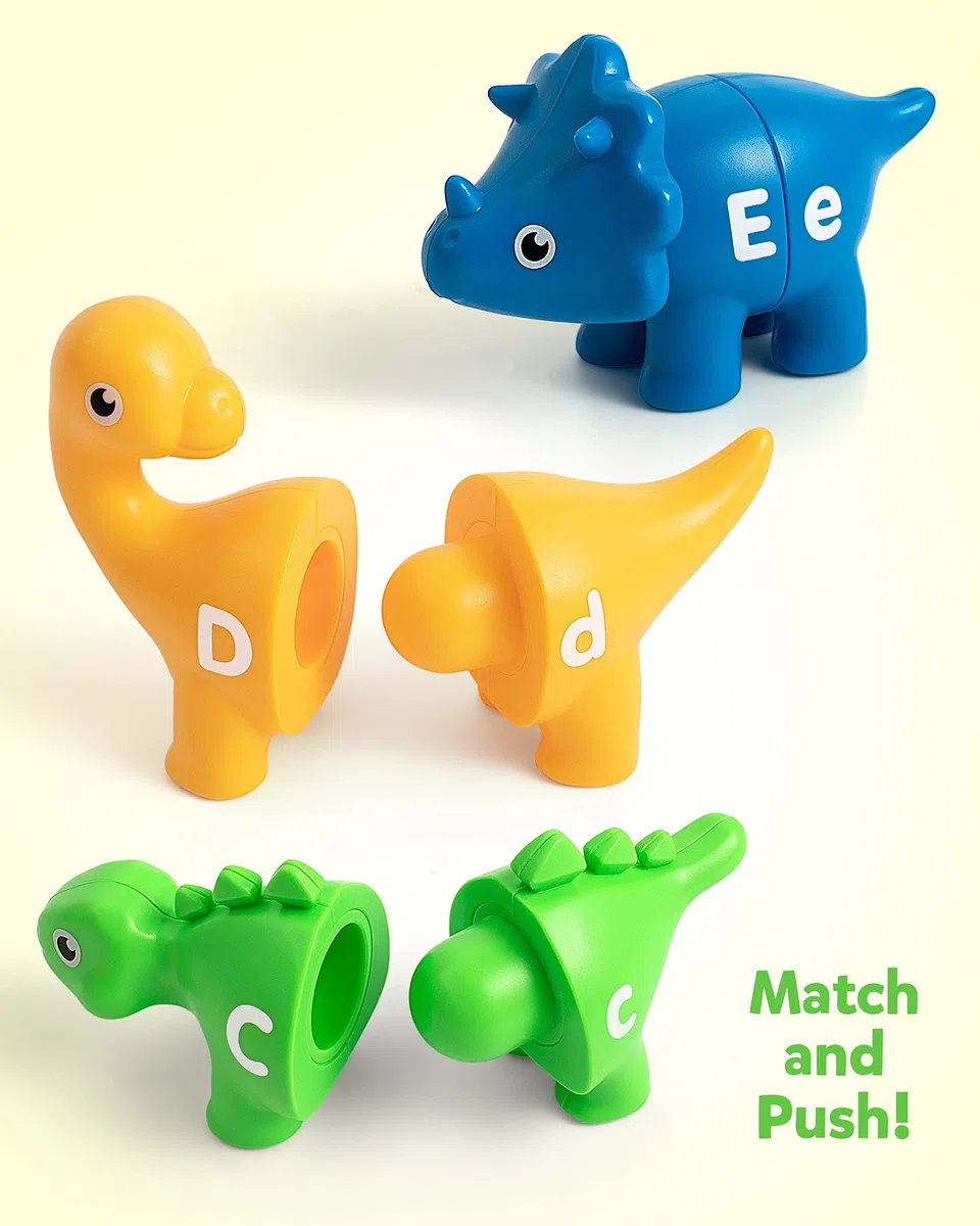 Coogam Lettere Abbinate Giocattolo per Motori Fini, 26 Pezzi Gioco di Abbinamento dell'alfabeto dei Dinosauri ABC a Doppia Faccia, Giocattoli di apprendimento per i più Piccoli