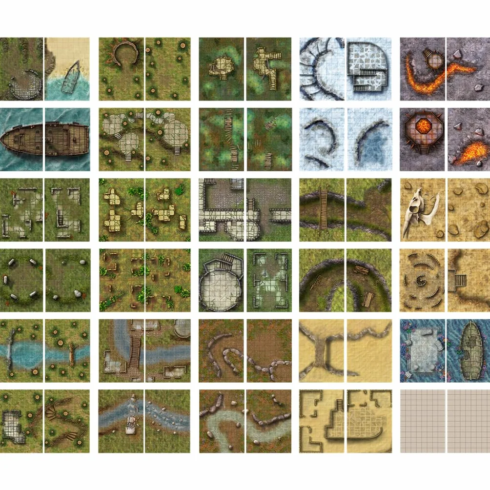 Big Book of Battle Mats Wrecks & Ruins - Libro di Mappe RPG per Giochi di Ruolo Fantasy - Loke Battlemats