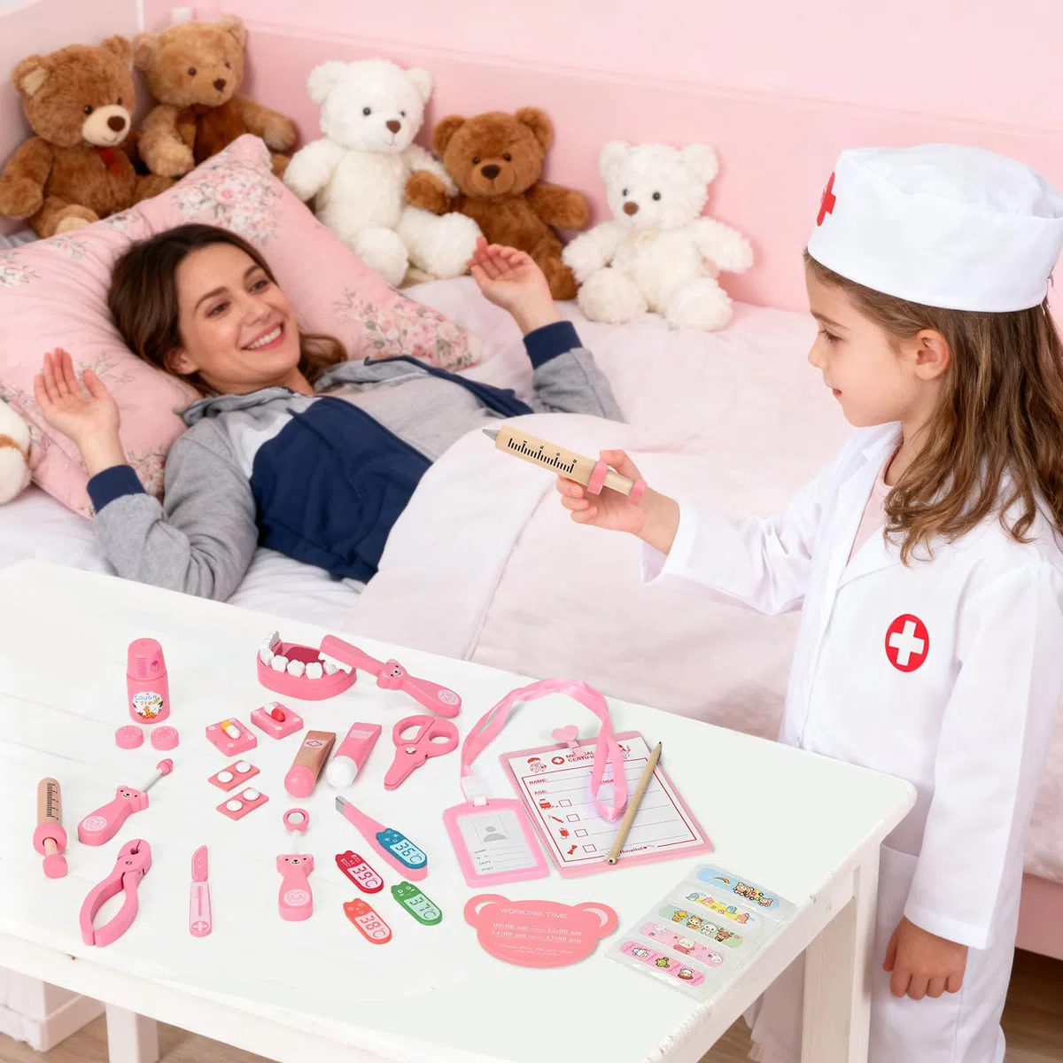 Mactoou Valigetta Dottore Bambini, Kit Dottoressa Bambina, Kit Dentista Gioco di Ruolo per Bambina di 3+ Anni