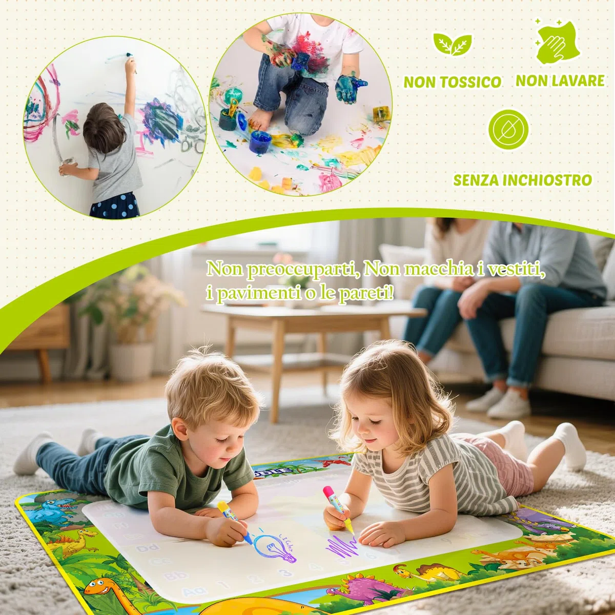 Giochi Bambini 1 Anno - Tappeto Magico, 110x70cm Giochi Bambini 2 Anni, Regalo bambina 1-6 Anni, in Scatola