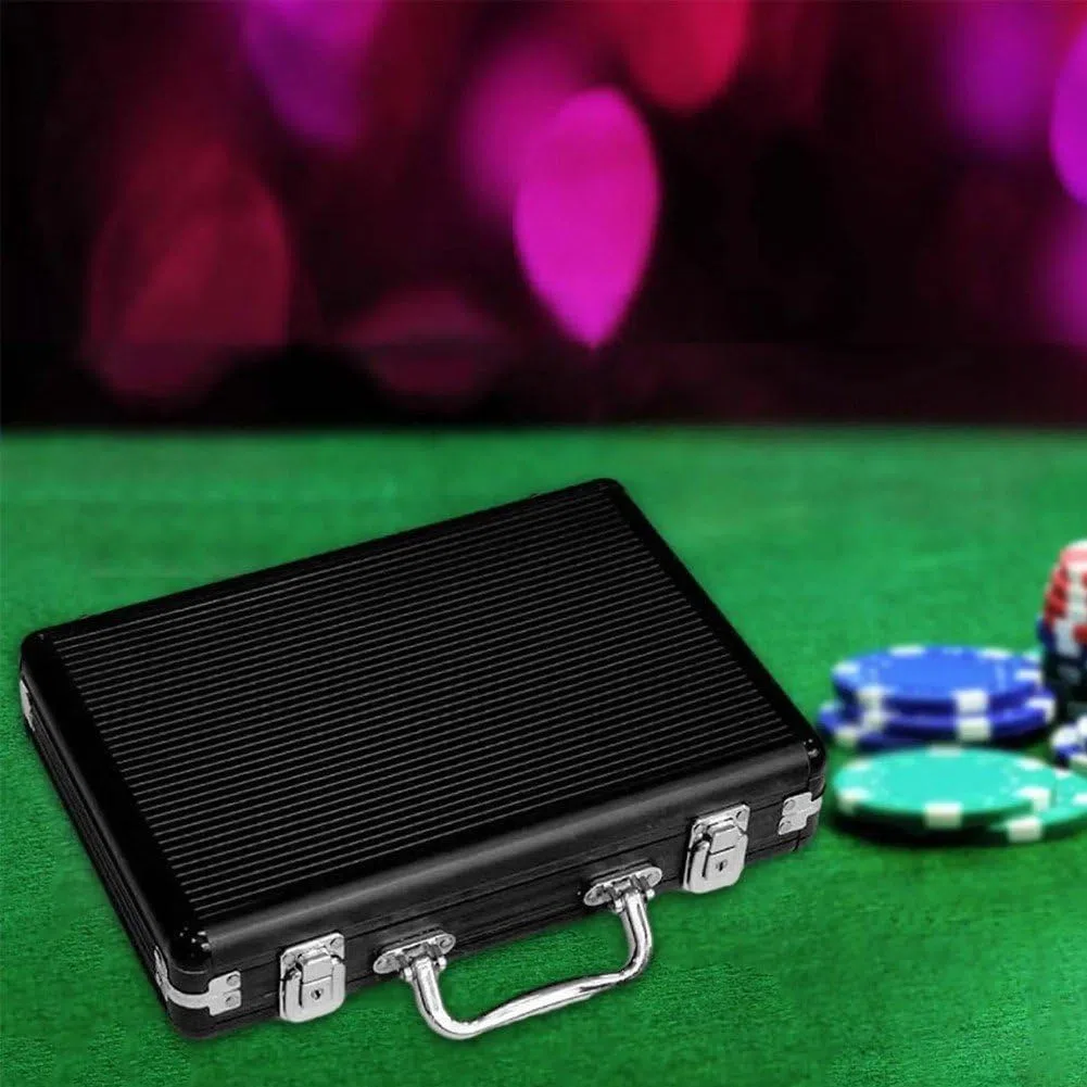 Custodia Vuota Per Fiches Poker, Contenitore Di Stoccaggio Con Maniglia E Serratura Scatola Per Carte Addensate Telaio in Lega Di Alluminio Custodia Per Giochi Portatile, Capacità Di 200 Fiches
