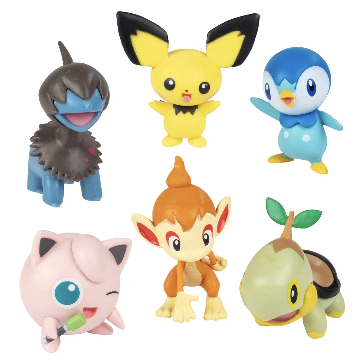Pokémon Battle Figure Multipack (6PK: 2" Pichu, Deino, Jigglypuff #1, Turtwig, Piplup, Chimchar) W5
