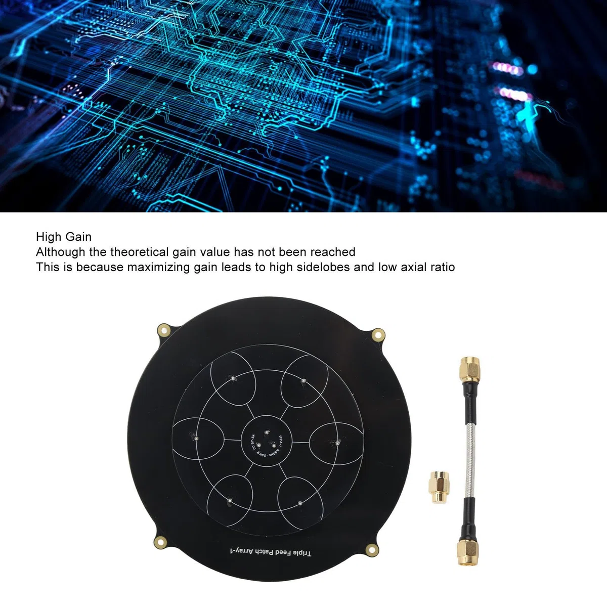 Antenna FPV 5,8 GHz, FPV Triple Feed Patch Antenna, SMA Directional Circularl, antenna direzionale, polarizzata circolare, per droni FPVRC
