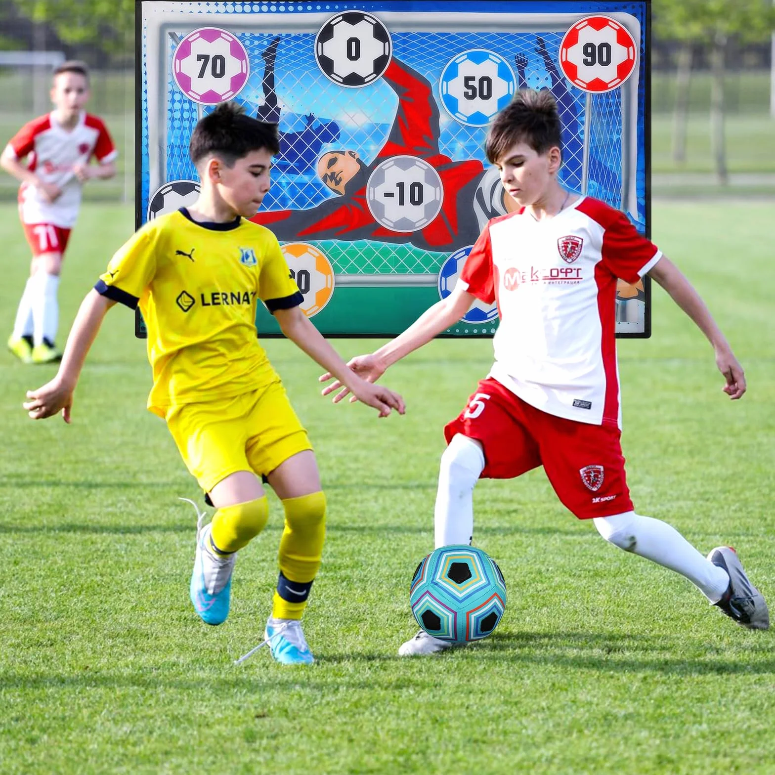 KOIROI Set da Gioco con Pallone da Calcio per Bambini di 3 4 5 6 7 8 Anni, Gioco del Lancio del Calcio Giochi da Esterno per Bambini Gioco Calcio, Regalo di Compleanno per Ragazzi e Ragazze