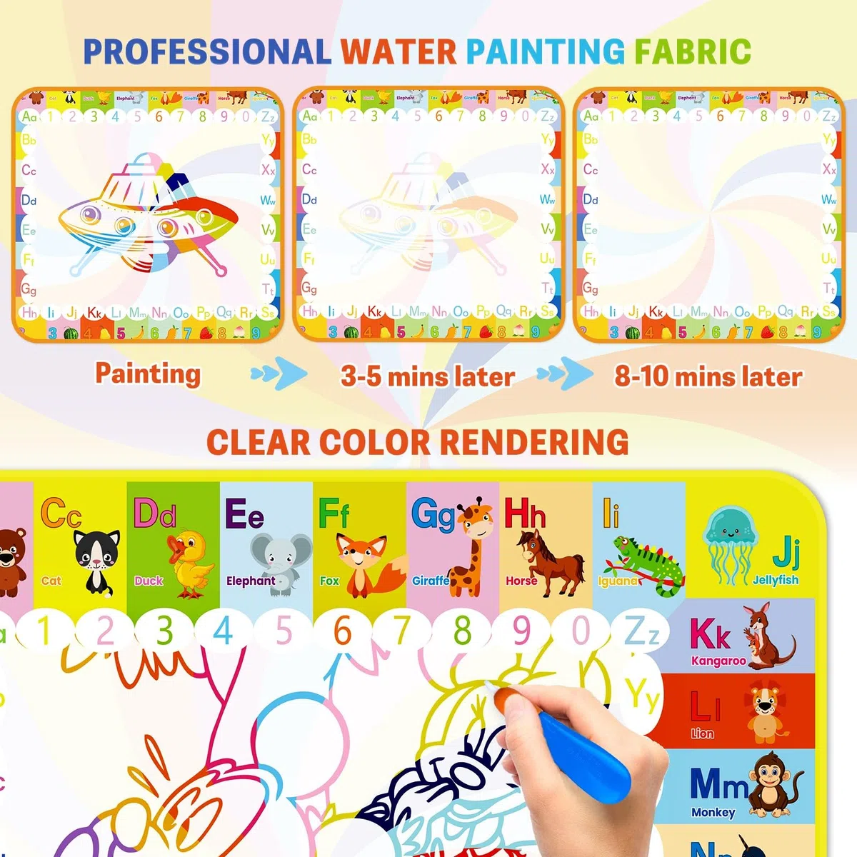 Aqua Water Doodle Matte, tappetino per bambini Aqua Magic Doodle, 120 x 100 cm, giocattolo per bambini a partire da 1 2 3 anni, regalo di compleanno per bambini
