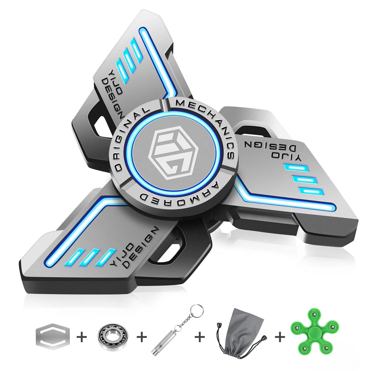 Fidget Toys, TGKYK Finger Hand Spinner Metal, Glow in The Dark Spinning, ADHD per lAnsia Anti-Stress Autismo Fidgets Migliore edc Toy a Mano Cuscinetto Giocattolo, per Bambini Adulti