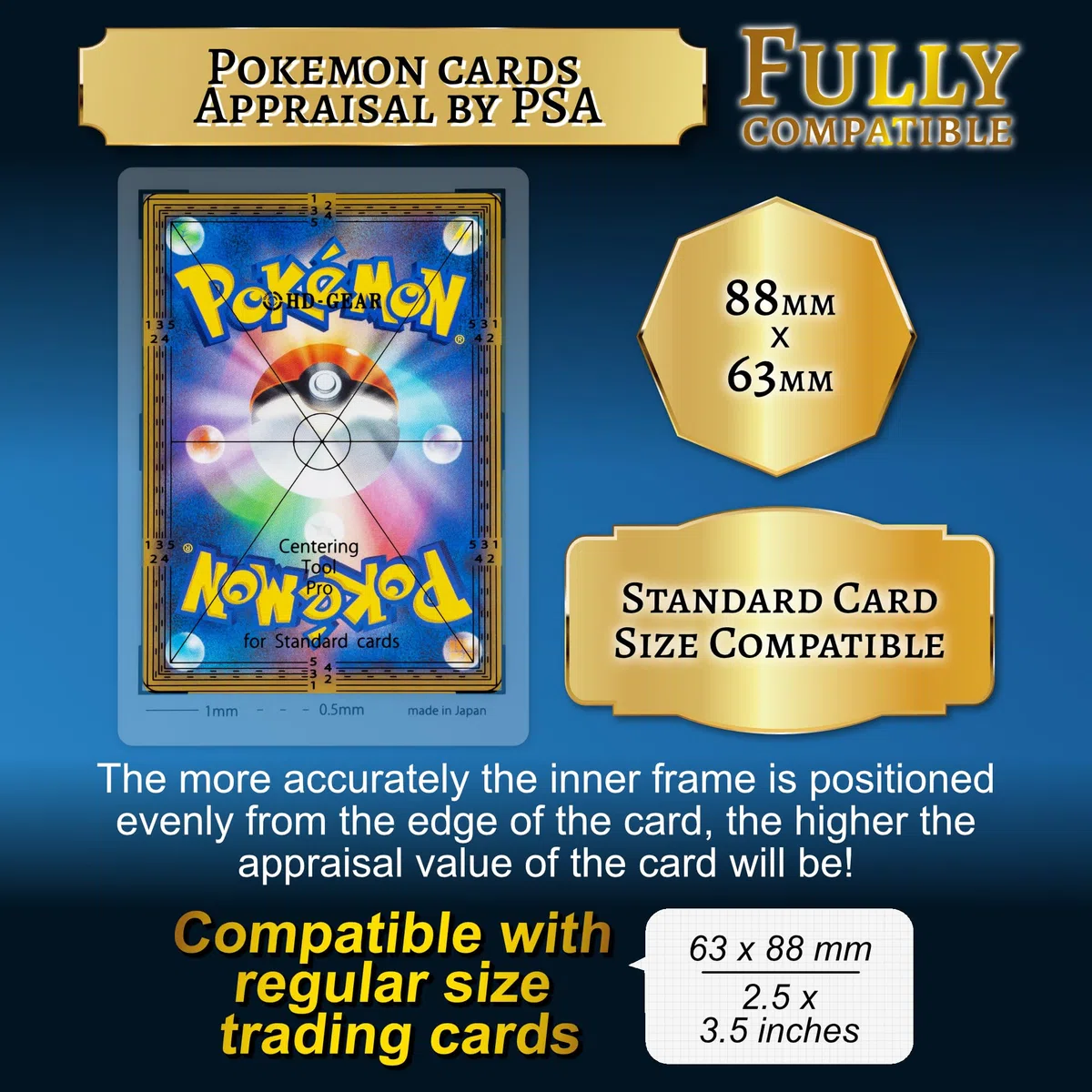 Centering Tool Pro Kit di classificazione carte Pokémon PSA Nero e bianco per carte di dimensioni standard
