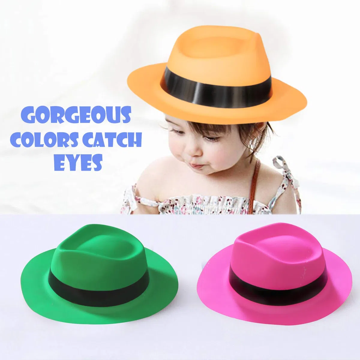 Novelty Place - Cappello in plastica, Colore neon., 24 pz