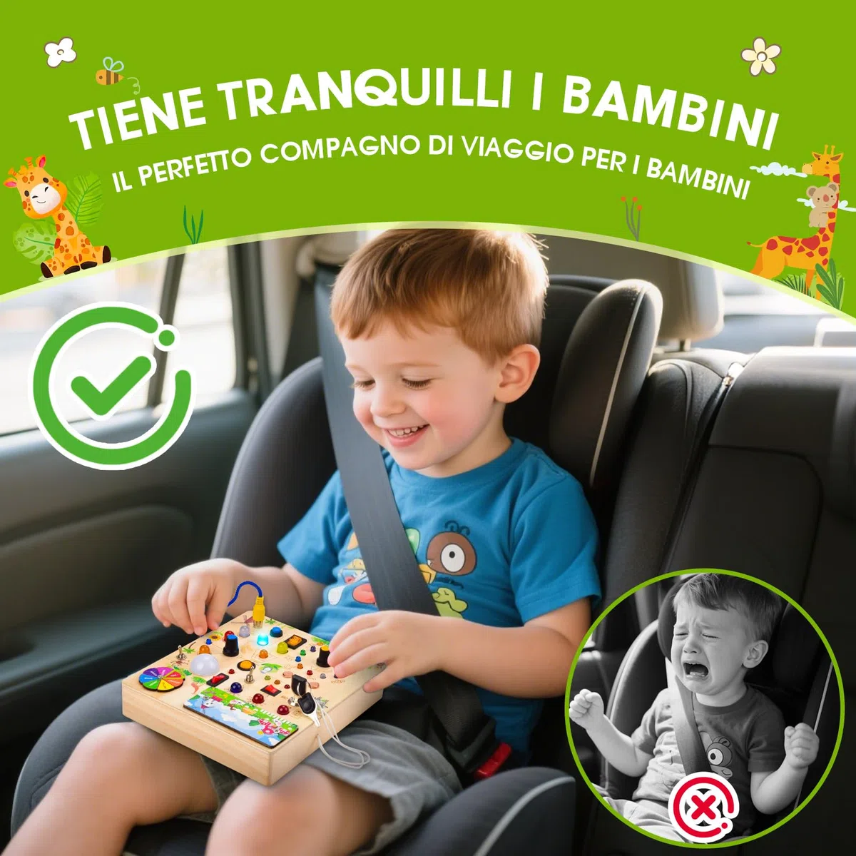 Busy Board Montessoris Activity board 1 anni,Giochi Montessori per Bambini 2 Anno,Busy Board Montessori per Bambini di Gioco Legno 1 Anno,Activity Boards 1 Anno con 29 LED Giocattoli Sensoriali