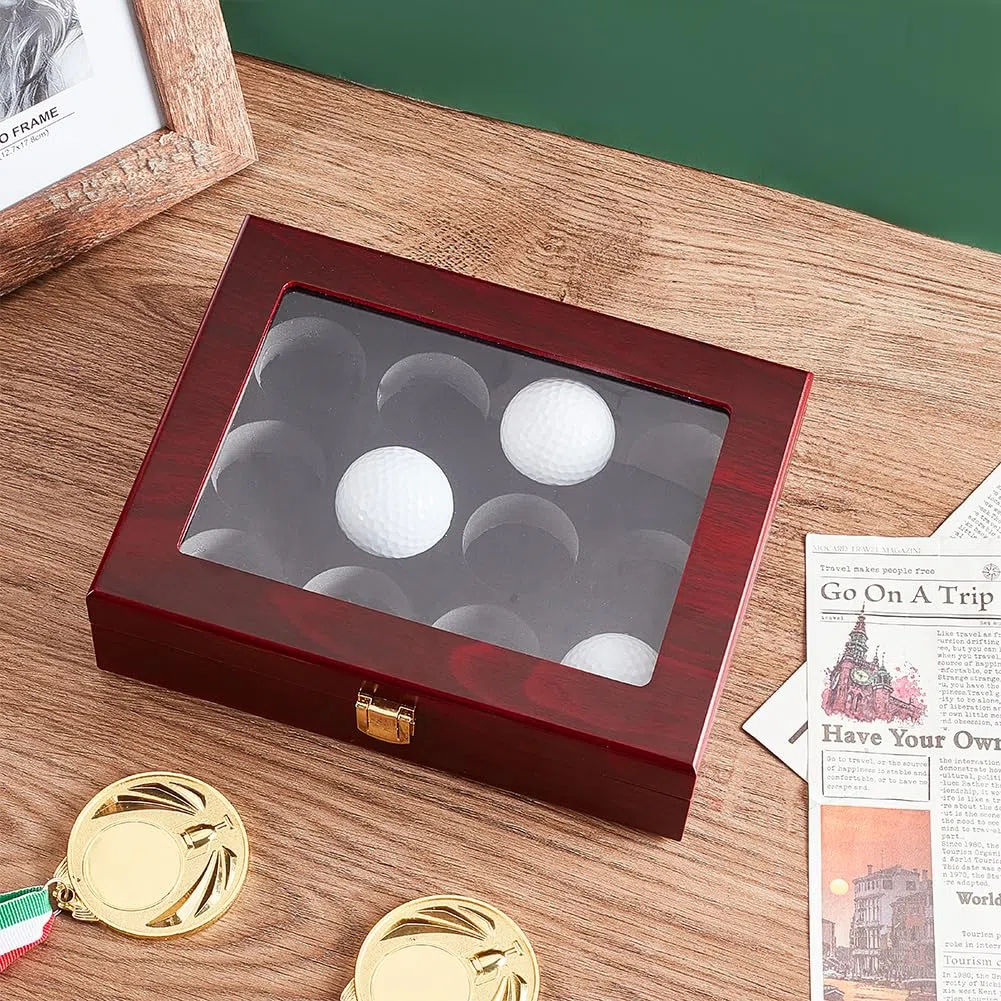 OLYCRAFT Espositore per palline da golf, scatola in legno a 12 fori, per esporre palline da golf, vetrina in legno per collezioni di palline da golf, 220 x 170 x 63 mm
