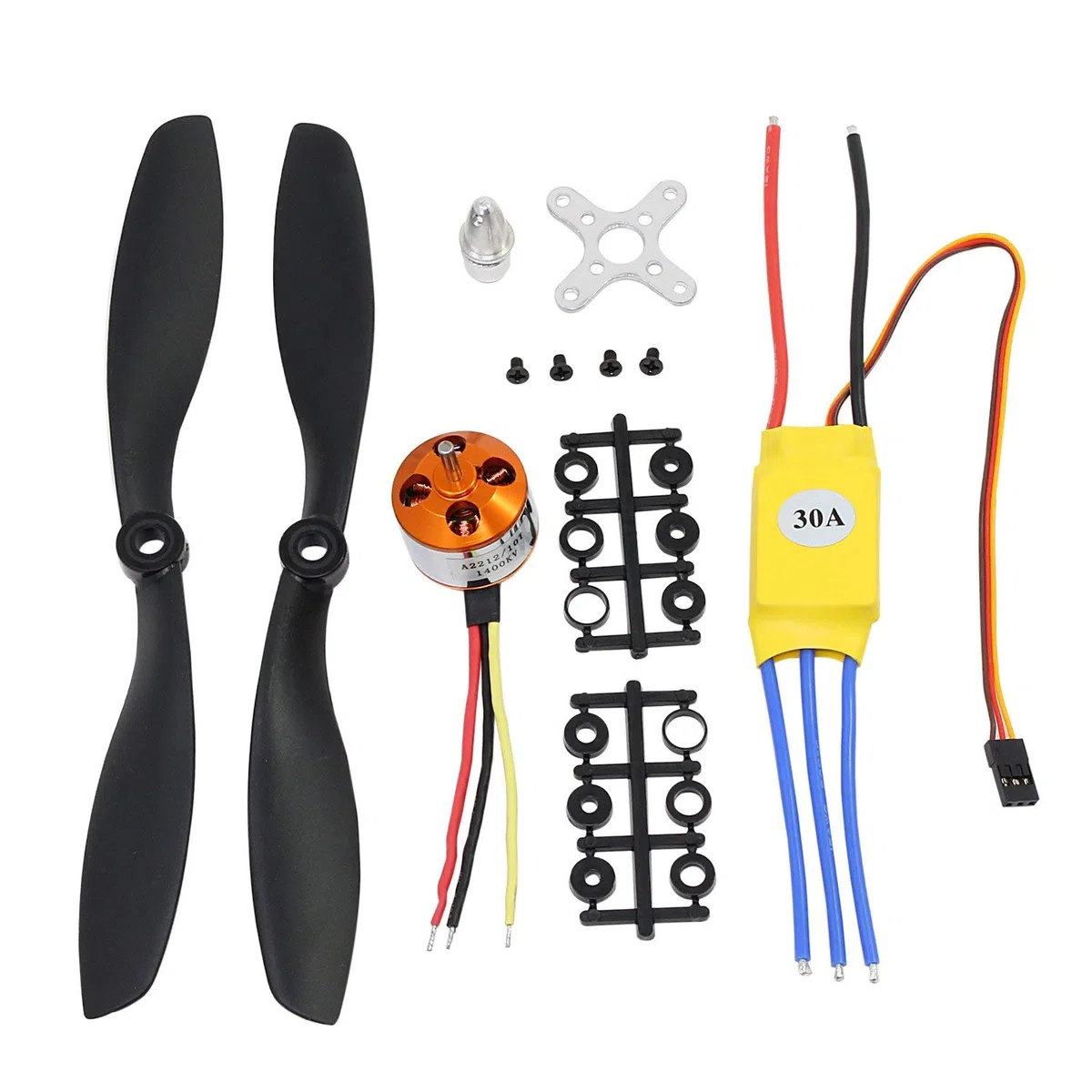 Motore Brushless RC 1000KV A2212 13T con ESC Brushless 30A Set 1045 Kit accessori CCW elica CW Supporto per aereo RC DJI F450 550 Quadcopter (Set motore brushless 1000kv)