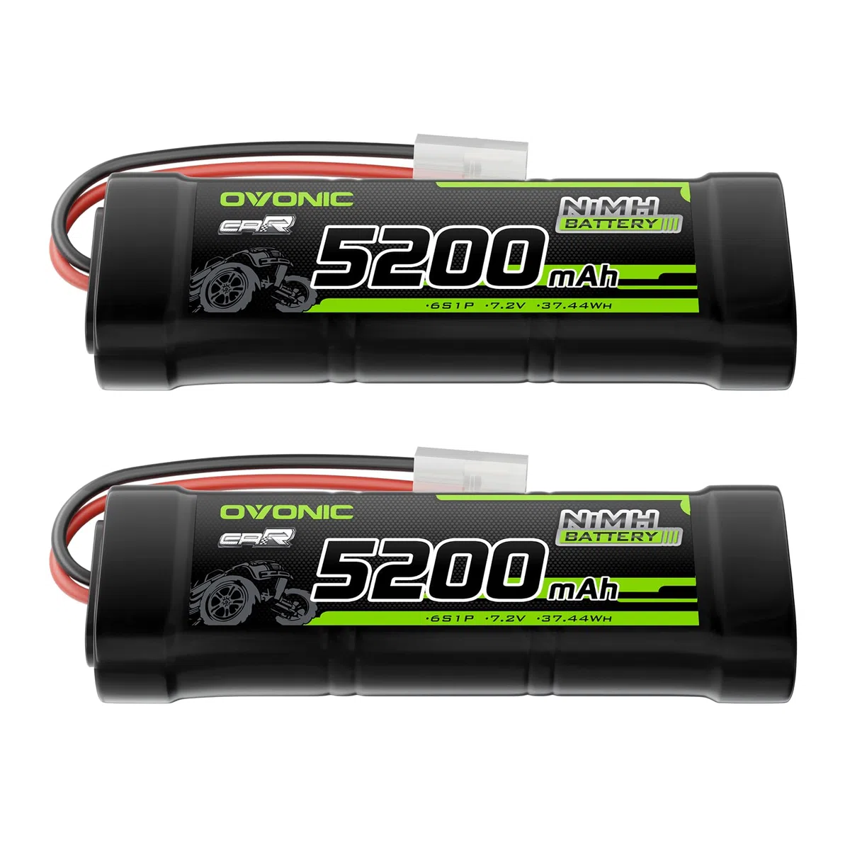 OVONIC Batteria NiMH da 7,2 V RC da 5200 mAh con connettore TMY per camion RC auto Truggy (2 pezzi)