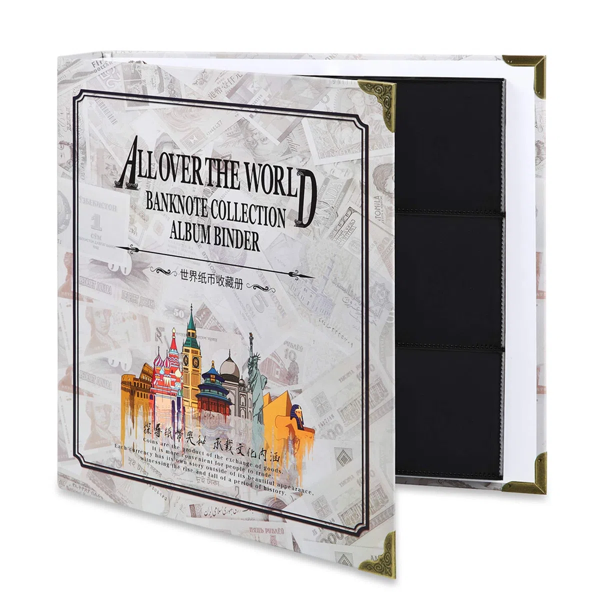 120 Tasche Banconote Album da Collezione di Valuta Mondiale, Raccoglitore Classico Raccolta di Soldi di Carta Libro di Stoccaggio Album Porta Forniture