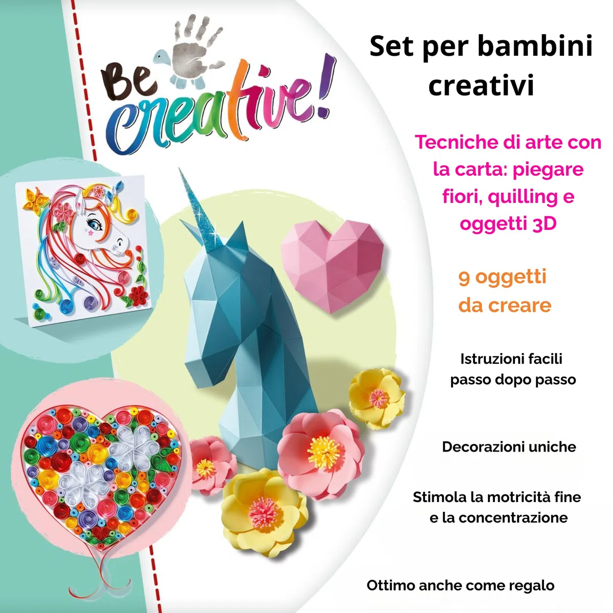 Ravensburger - Be Creative Maxi | Paper Art Unicorn | Origami per Bambini | Giochi Creativi Bambina 8 Anni o Piú | Kit Lavoretti Creativi per Bambini | Idee Regalo Bambina 8 Anni