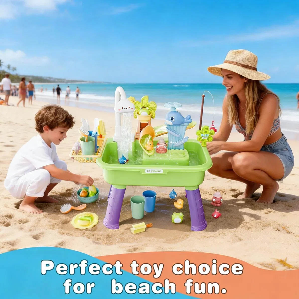 Tavolo DellAcqua per Bambini con Acqua Corrente 54x29x53cm Tavolo d'Acqua con Rubinetto Elettrico,Lavandinos Gioco 4 in 1 con Pompa,Giocattolo Sensoriale con Acqua,per Bambini Dai4 agli 8