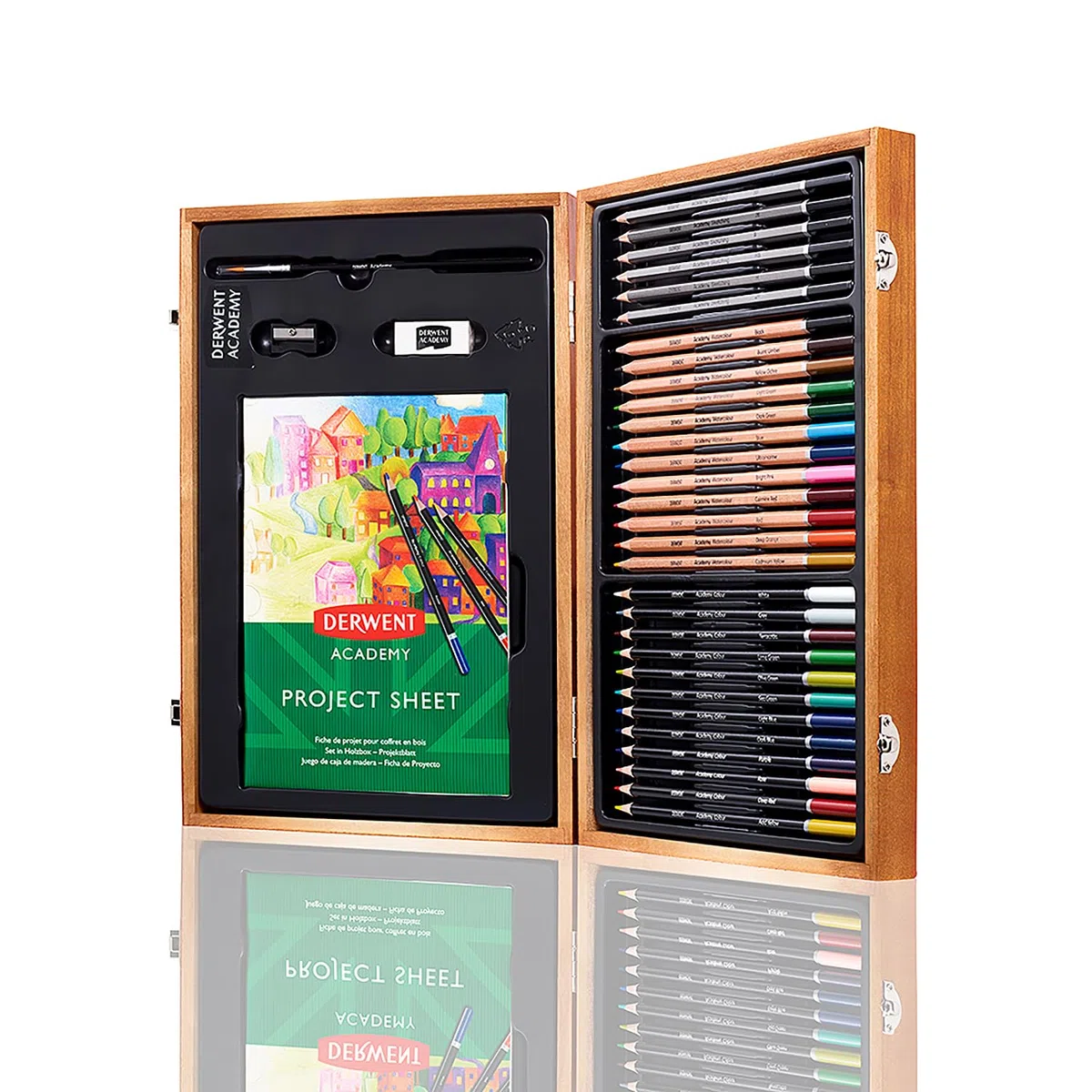 Derwent Academy Kit confezione regalo in legno, Set completo per principianti 35 pezzi, ideale per disegnare, fare schizzi e disegni creativi, kit di qualità per adulti o artisti adolescenti, 2300147