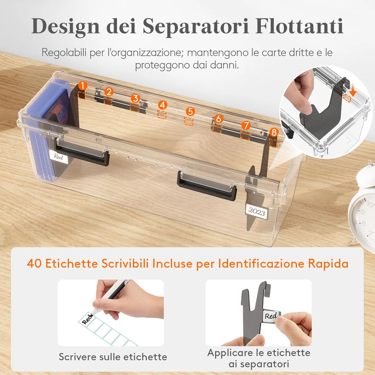 Lifewit Scatola Porta Carte con 16 Divisori Regolabili, Deck Box in Plastica con Chiusura Rinforzata ed Etichette Scrivibili, DeckBox da Gioco per un Massimo di 1800 Carte, 2 Pezzi