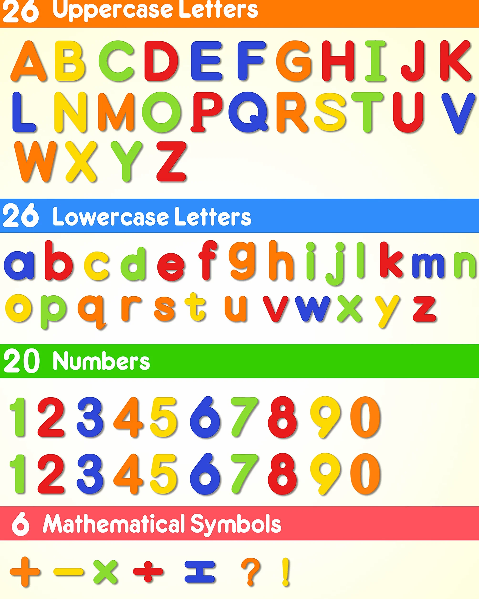 Coogam EVA Lettere magnetiche Numeri 78 Pz Alfabeto ABC 123 Magneti frigo Set di giocattoli educativi colorati, Apprendimento prescolare Ortografia Maiuscolo minuscolo per 3 4 5 anni Bambino