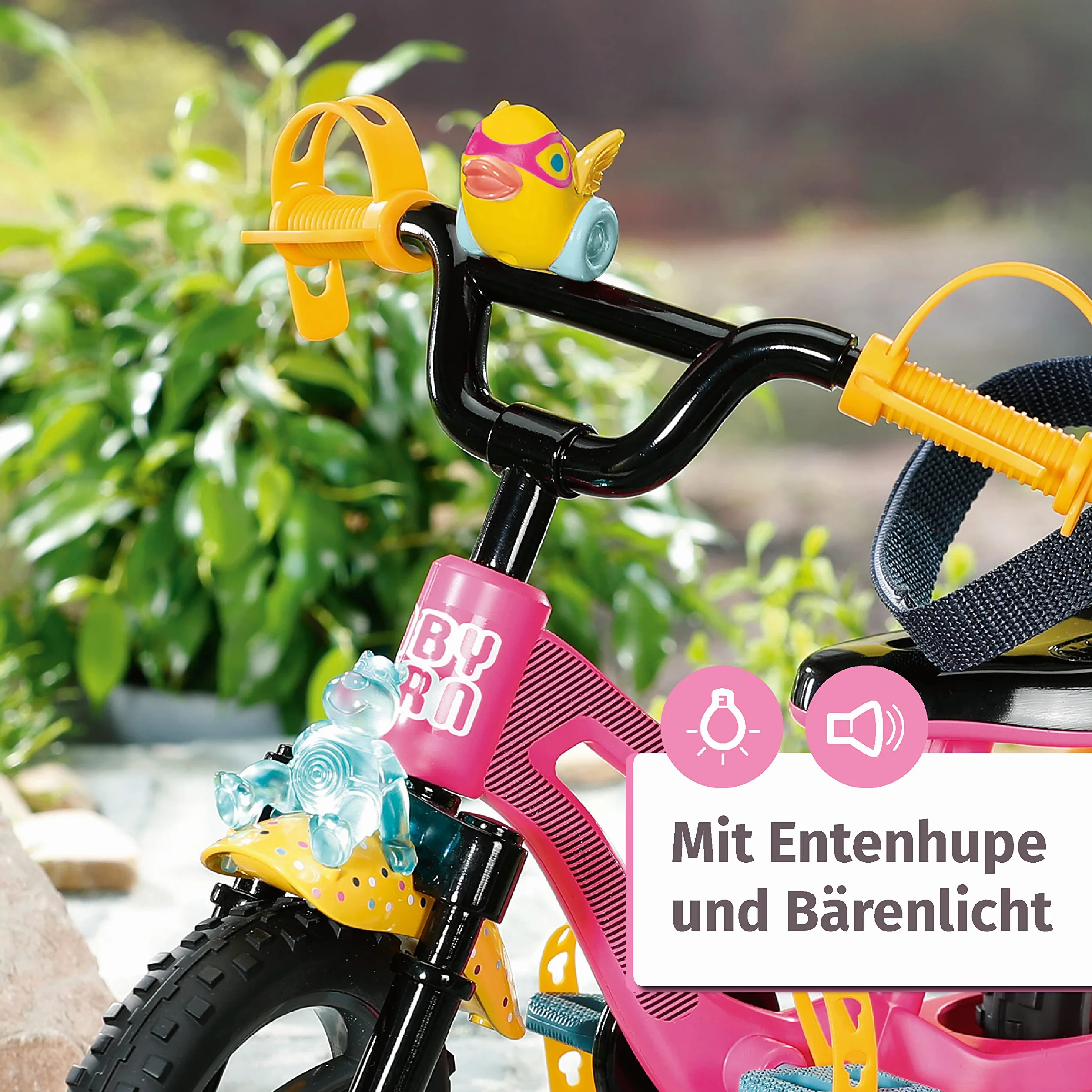 BABY born Bicicletta per Bambole di 43cm- con Clacson, Luci e Parafanghi - per Mani Piccole, Il Gioco Creativo Promuove L'Empatia e Le Abilità Sociali, per Bambini dai 3 Anni in su