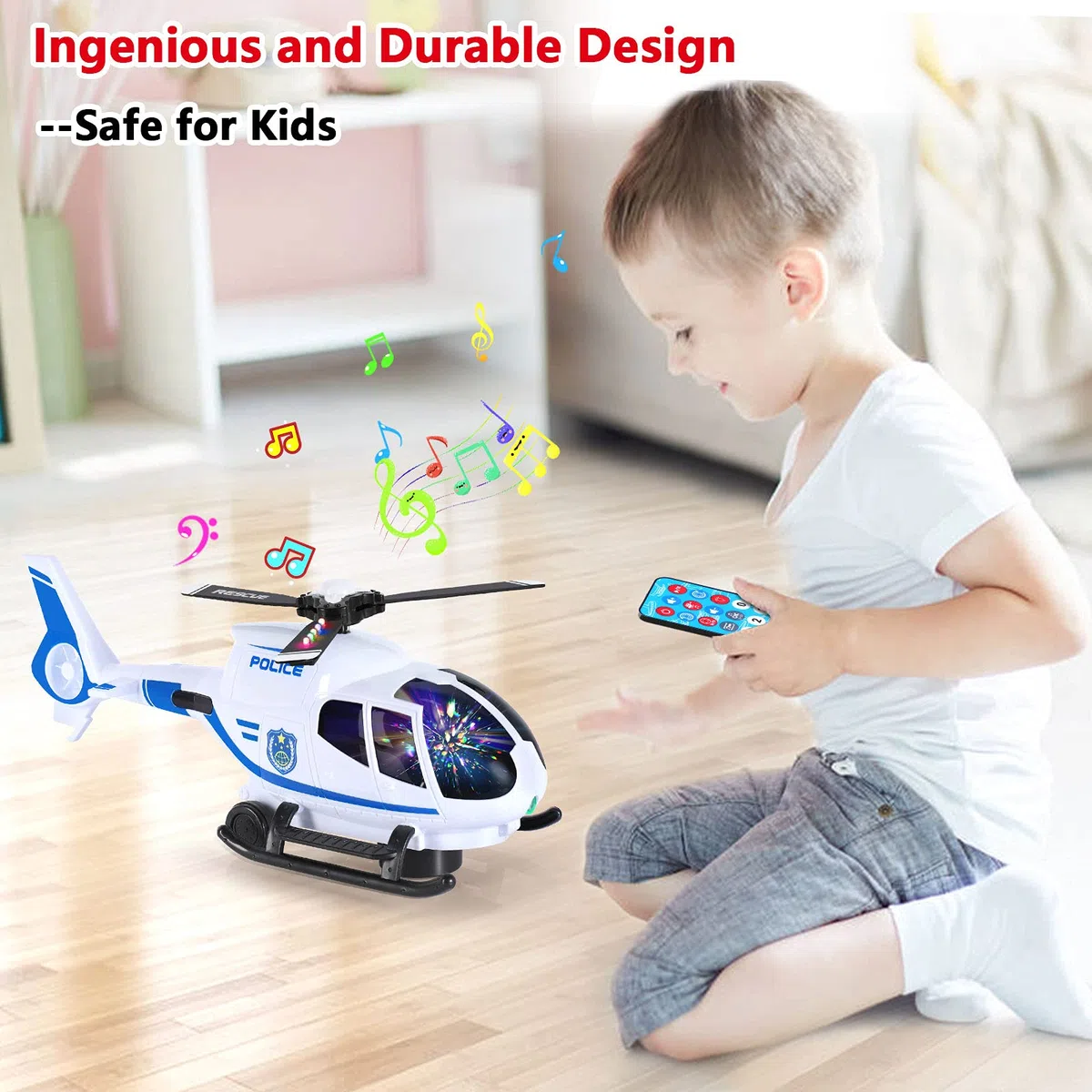 SHANNA Aerei Giocattolo Bambini, Telecomandato Giocattolo dell'aeroplano Aeroplano di Giocattoli Educativi per Veicoli, Elicottero Giocattolo con luci a LED e musica Ragazzo Ragazze Regalo (bianca)