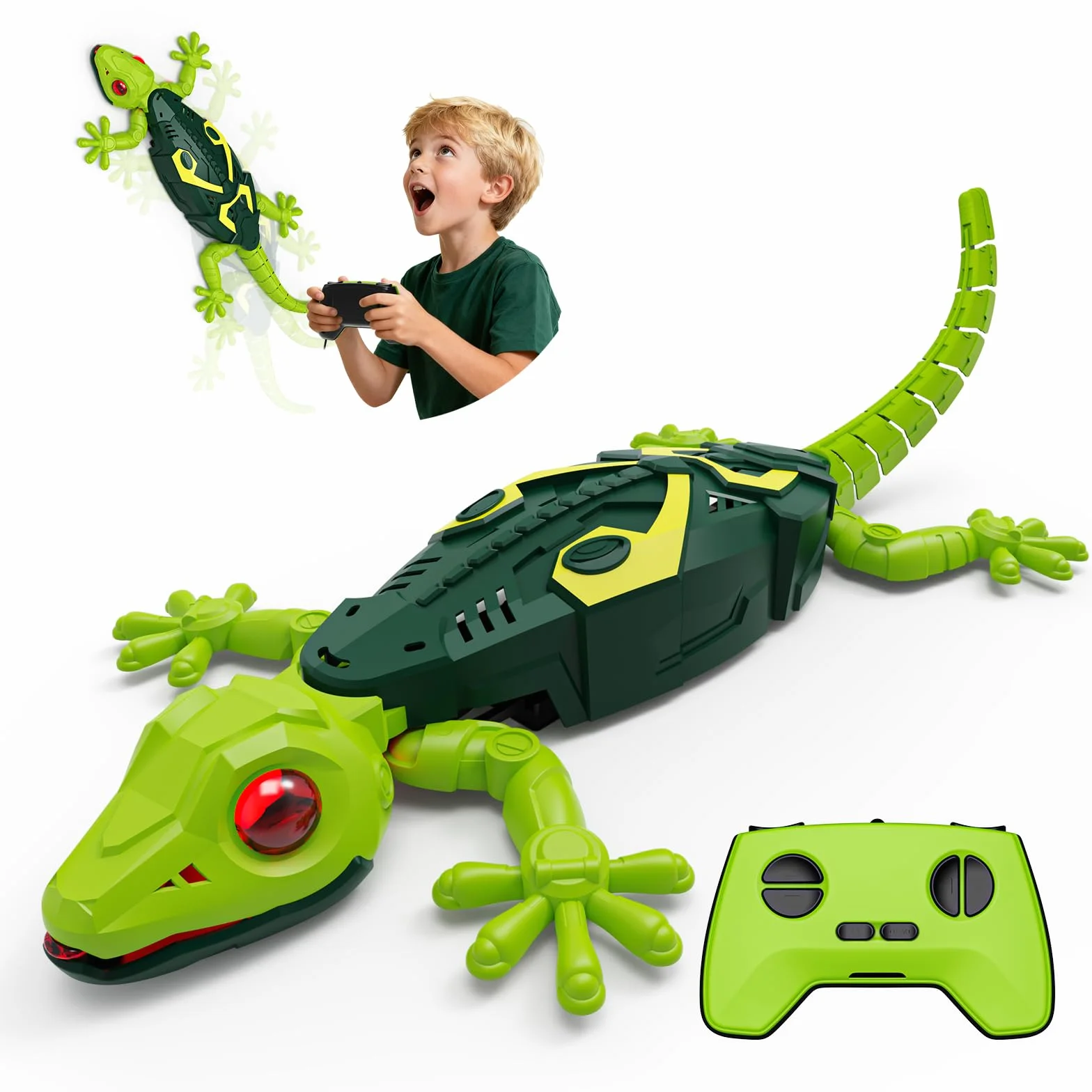 Macchina Arrampicata Geco Telecomandata, Giocattolo Lucertola Robotica Realistica, Adatto a Bambini dai 3 agli 8 Anni, Può Arrampicarsi sui Muri, Design Camaleonte, Regalo di Natale(Type-2)