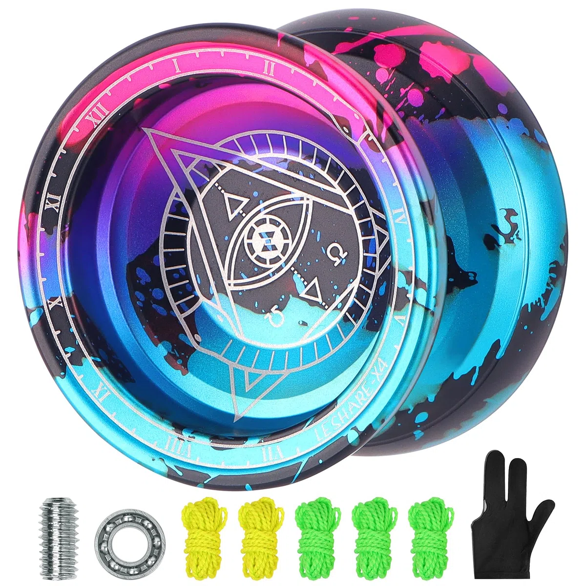 Yoyo für Erwachsene Responsive JoJo Anfänger Yoyo mit Yo-Yo Strings Pouch Handschuh Wettbewerbsfähiges Yo Yo für Jo Jo Ball für Anfänger Fortgeschrittene (Tibetische Farbe)