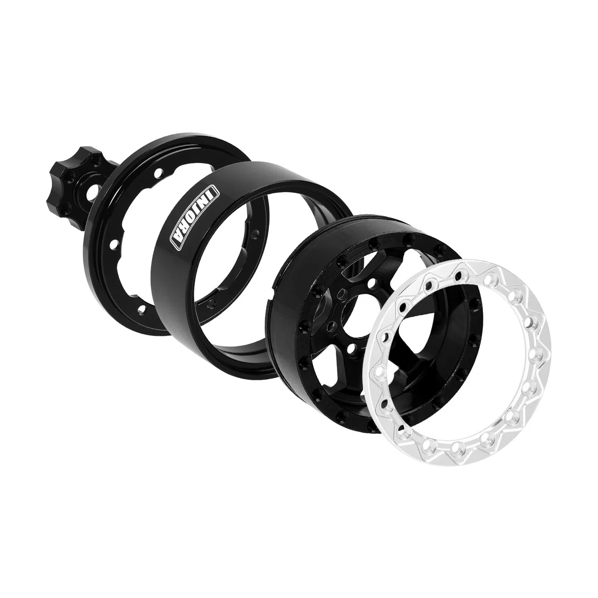 INJORA Cerchi Beadlock 1.3" in Alluminio Offset Negativo -5.25mm per SCX24 TRX4M 1/24 1/18 RC Crawler