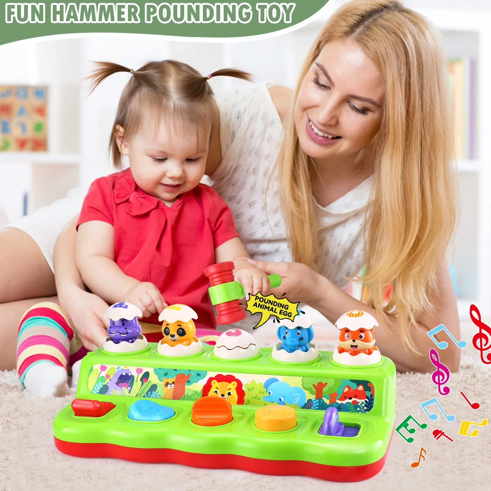 Yerloa Giochi Bambini 1 Anno Montessori – Gioco Pop-Up Educativo con Animali Suoni Luci Musica – Sviluppo Sensoriale Abilità Motorie – Regalo Compleanno Natale Bambina Bambino 1 2 3 Anni