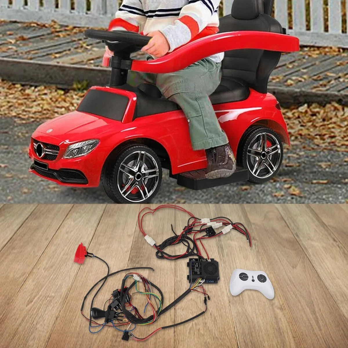 Kit di conversione cablaggio 24 V 40 A per auto elettriche per bambini, telecomando 2,4 G con interruttore alta/bassa velocità, arresto avanti e indietro, compatibile con alimentazione da 12 V-24 V