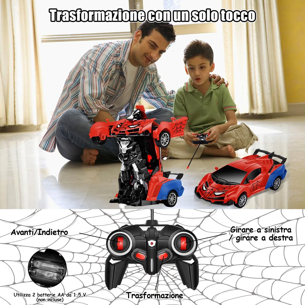 Aragallant Macchina Telecomandata Robot, Auto Robot Trasformabile per Ragazzi e Ragazze 3 4 5 6 7 8 9+ Anni, Macchina Telecomandata RC, Regali di Compleanno e Natale per Bambini