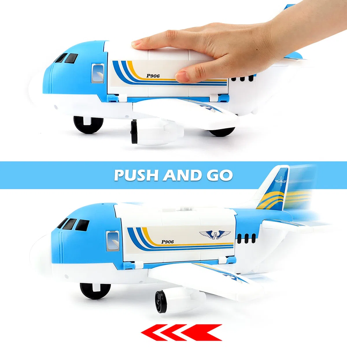 deAO Trasporto Aereo e Set di Giocattoli per Auto, Trasporto Aereo Macchinina Aerei Giocattolo per Bambini con 6 Mini Macchinina10 Segnali Stradali Elicotteri per Bambini